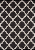 Ecology Outdoor Rug in black Moroccan trellis weatherproof polypropylene