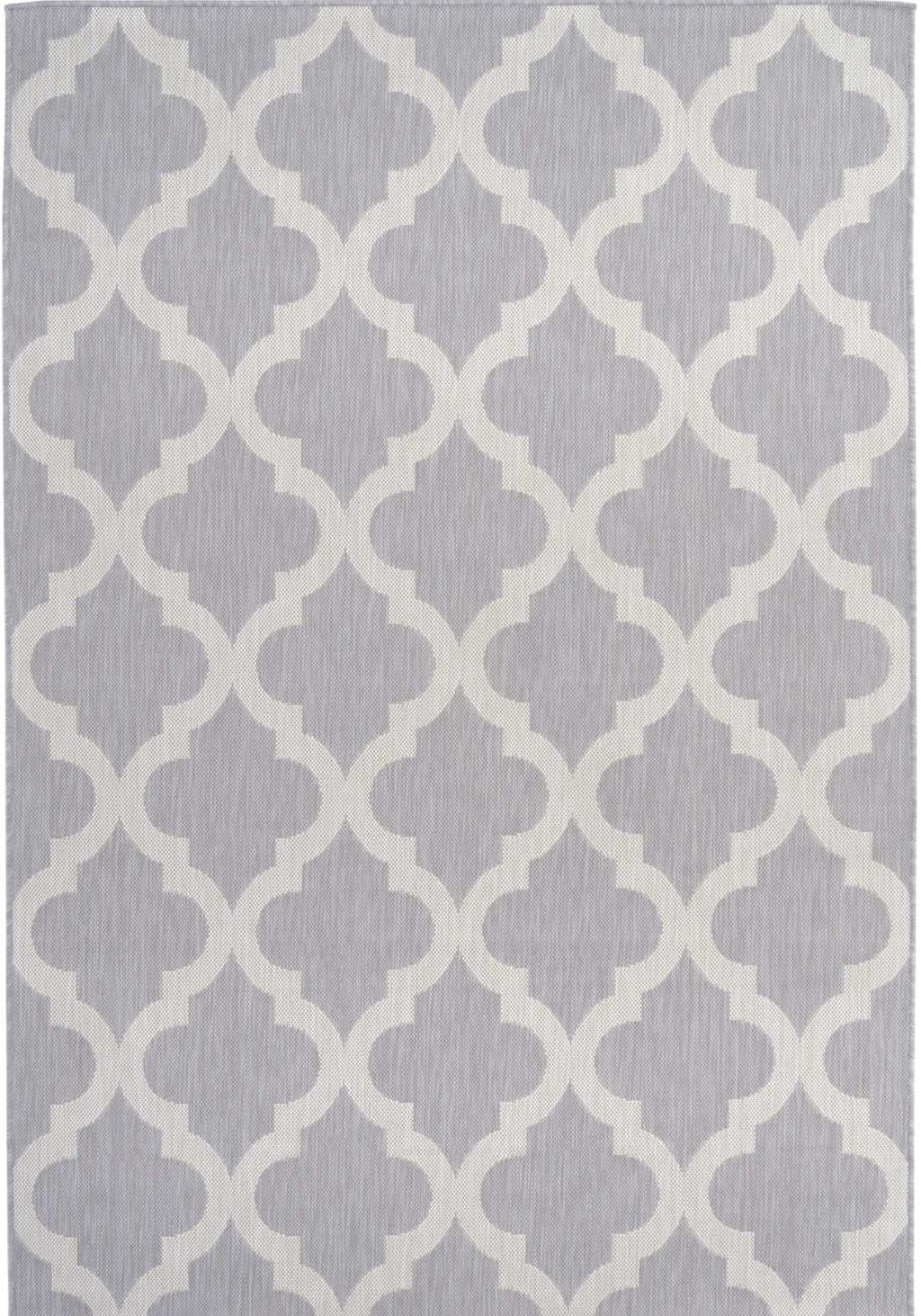 Ecology Outdoor Rug in grey Moroccan trellis weatherproof polypropylene