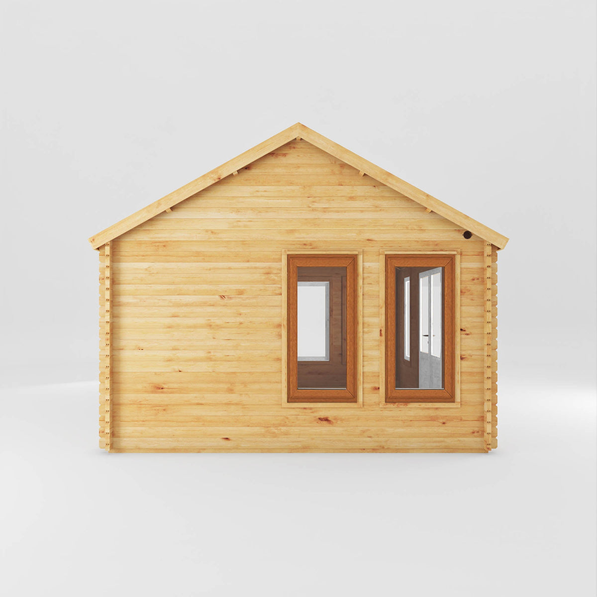 Mercia Clock Tower Log Cabin side view