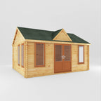 Mercia Clock Tower Log Cabin 44mm with doors closed, front view
