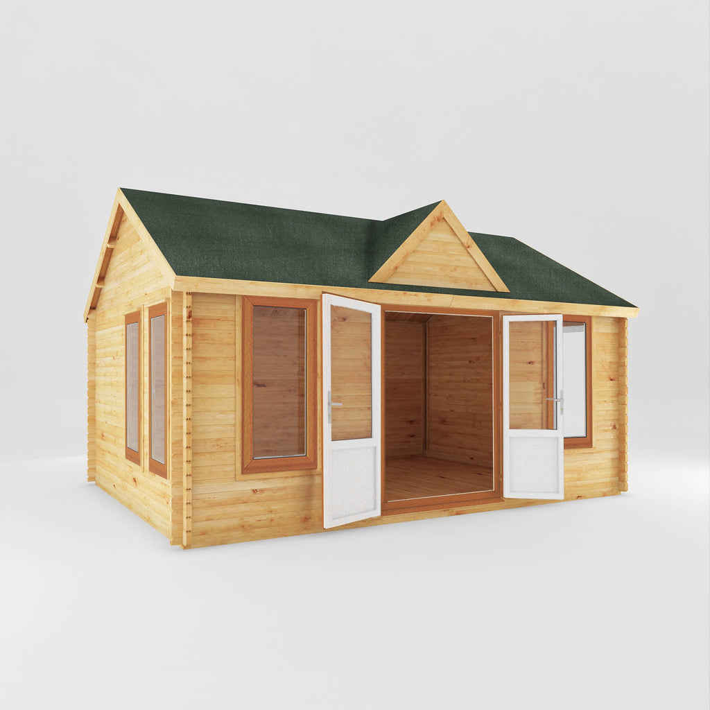 Mercia Clock Tower Log Cabin with double doors open