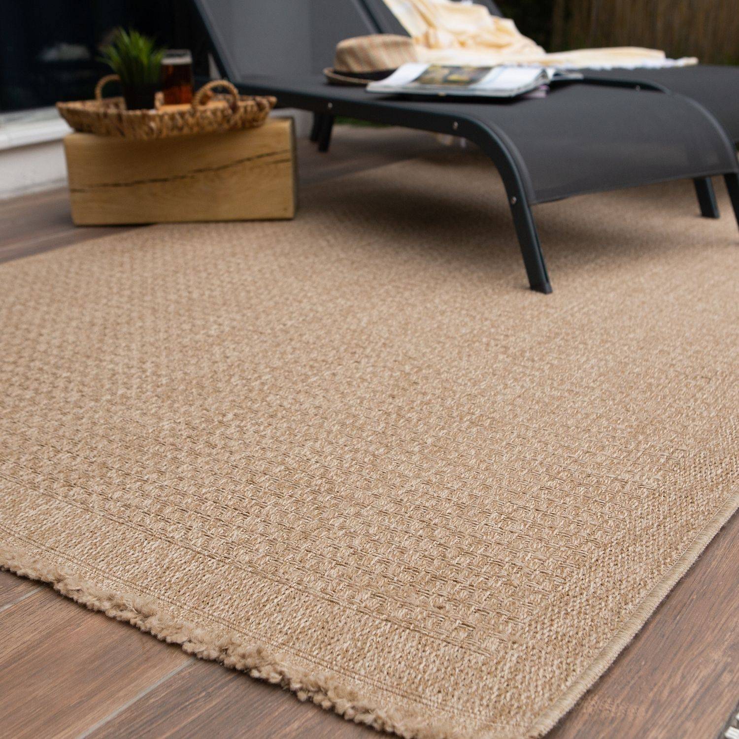 Nature Outdoor Rug | Plain Neutral Textured Flatweave | OEKO-TEX Certified