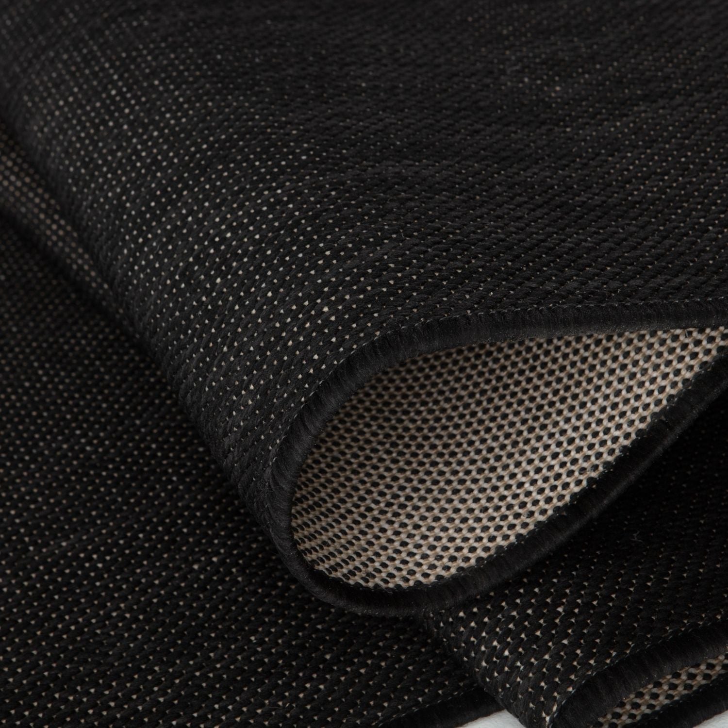 Ecology Outdoor Rug | Plain Black Flatweave | Weatherproof Polypropylene