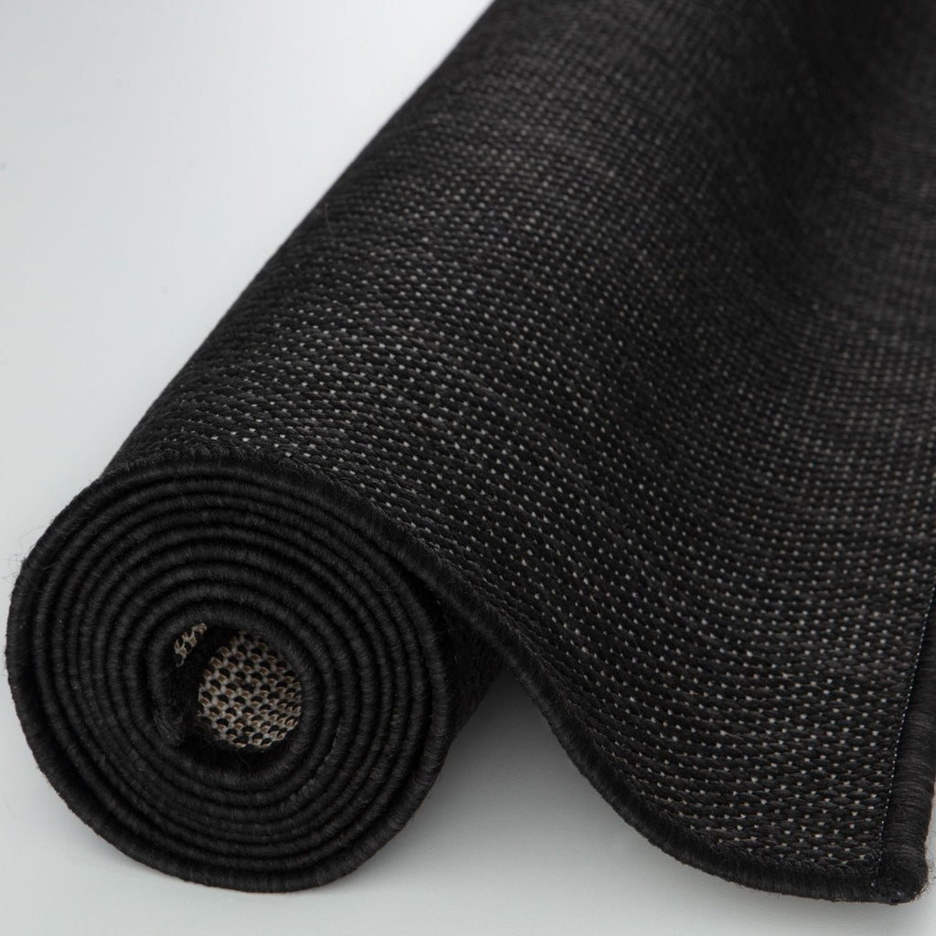 Ecology Outdoor Rug | Plain Black Flatweave | Weatherproof Polypropylene