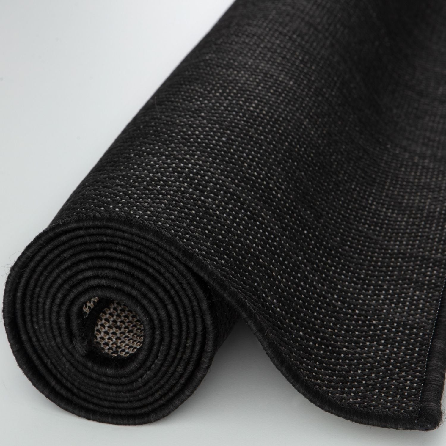 Ecology Outdoor Rug | Plain Black Flatweave | Weatherproof Polypropylene