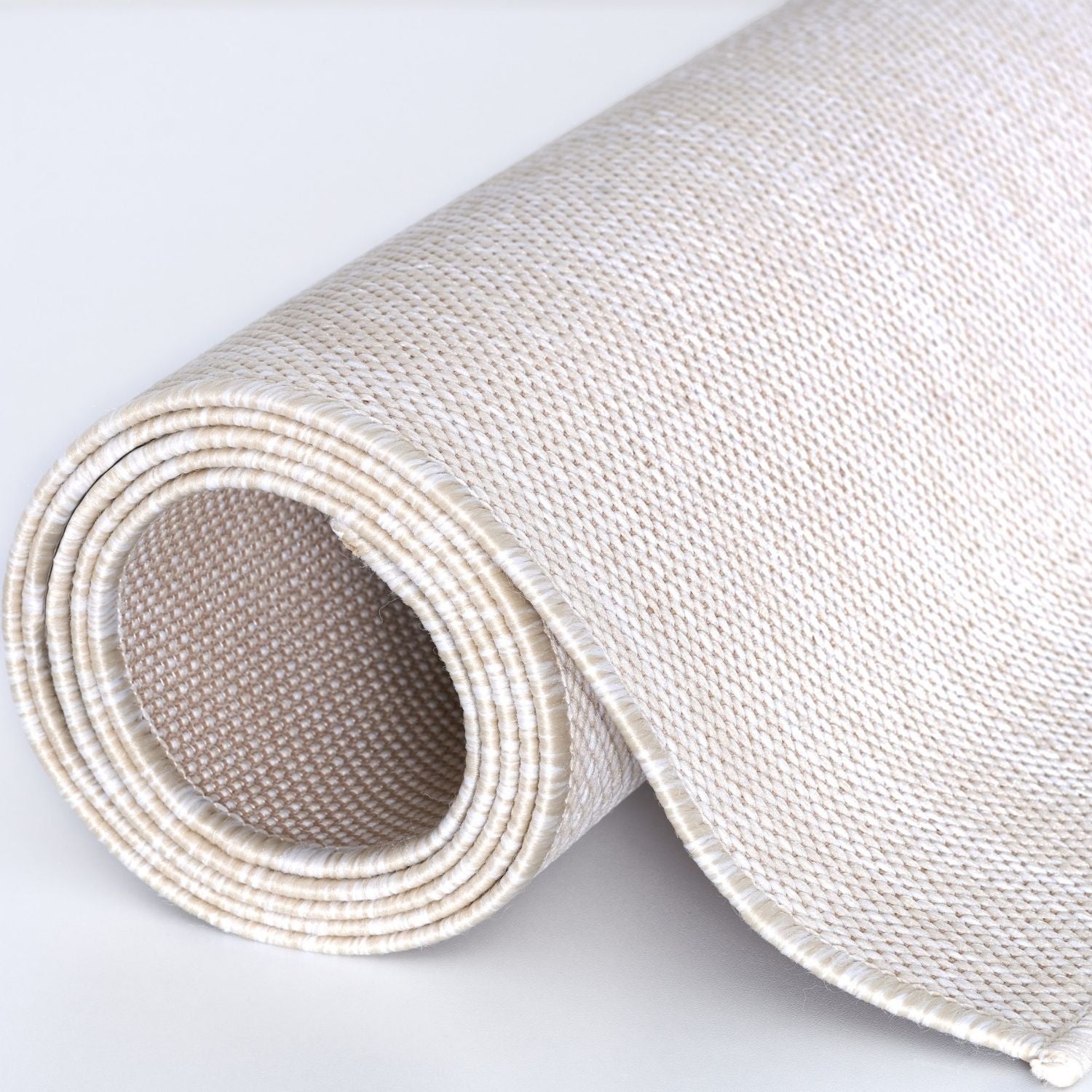 Ecology Outdoor Rug | Plain Cream Flatweave | Weatherproof Polypropylene