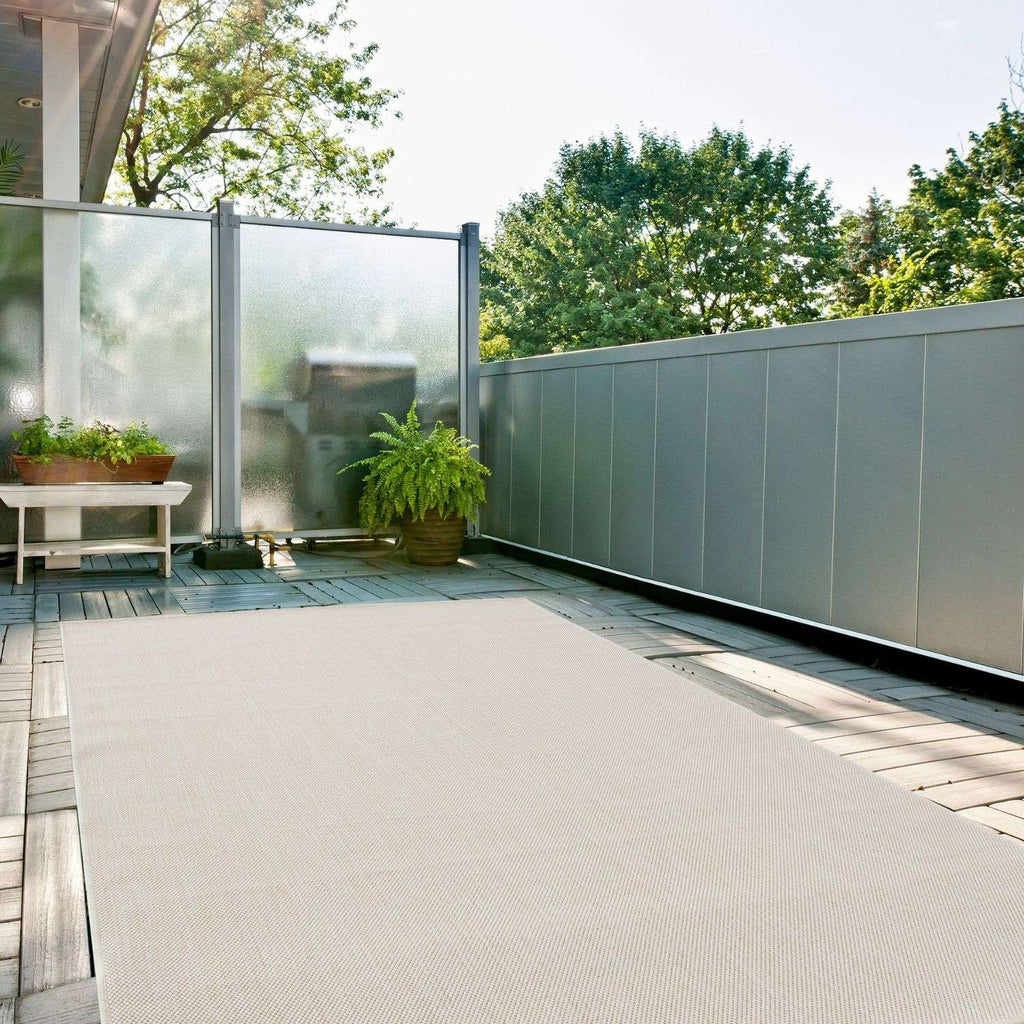 Ecology Outdoor Rug | Plain Cream Flatweave | Weatherproof Polypropylene