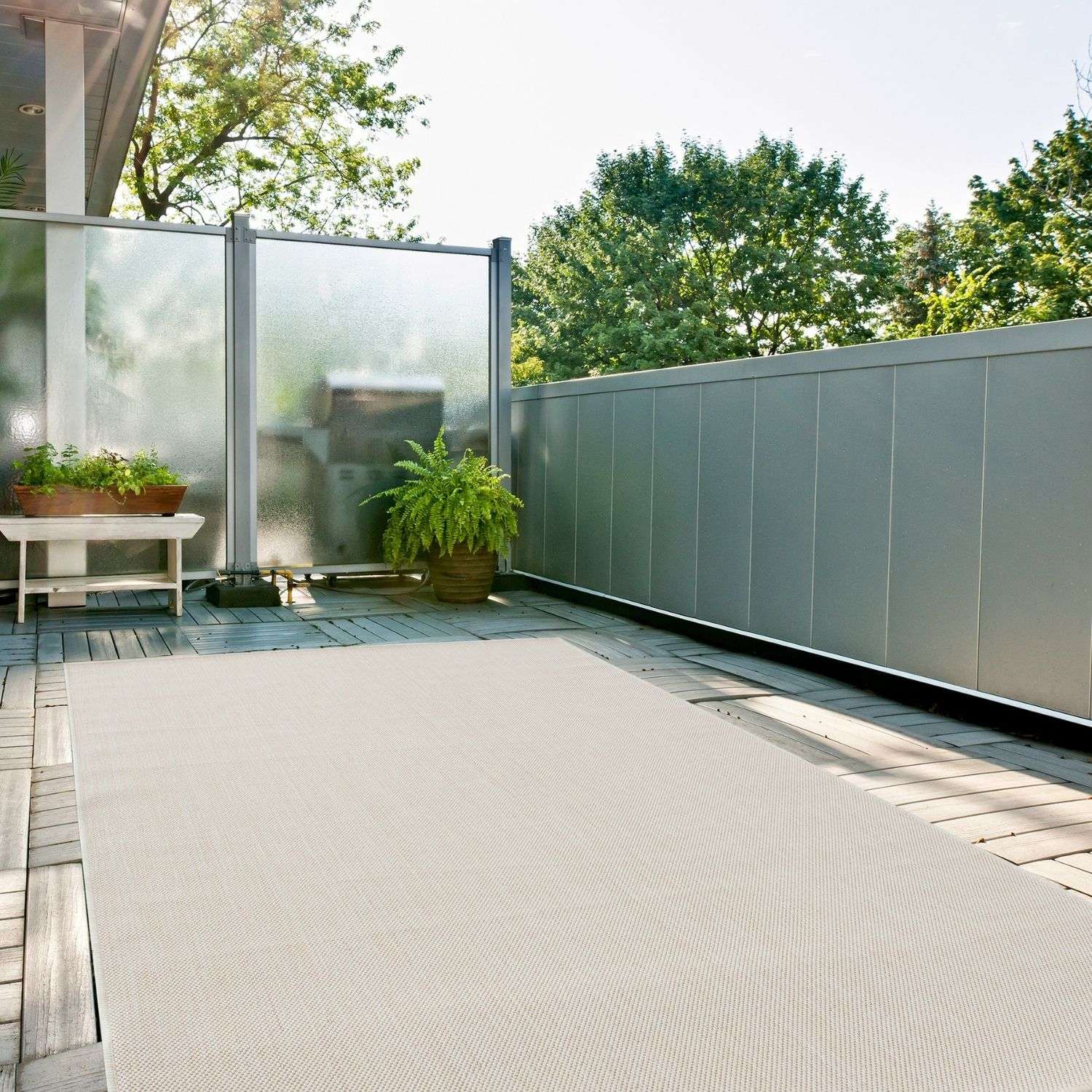 Ecology Outdoor Rug | Plain Cream Flatweave | Weatherproof Polypropylene