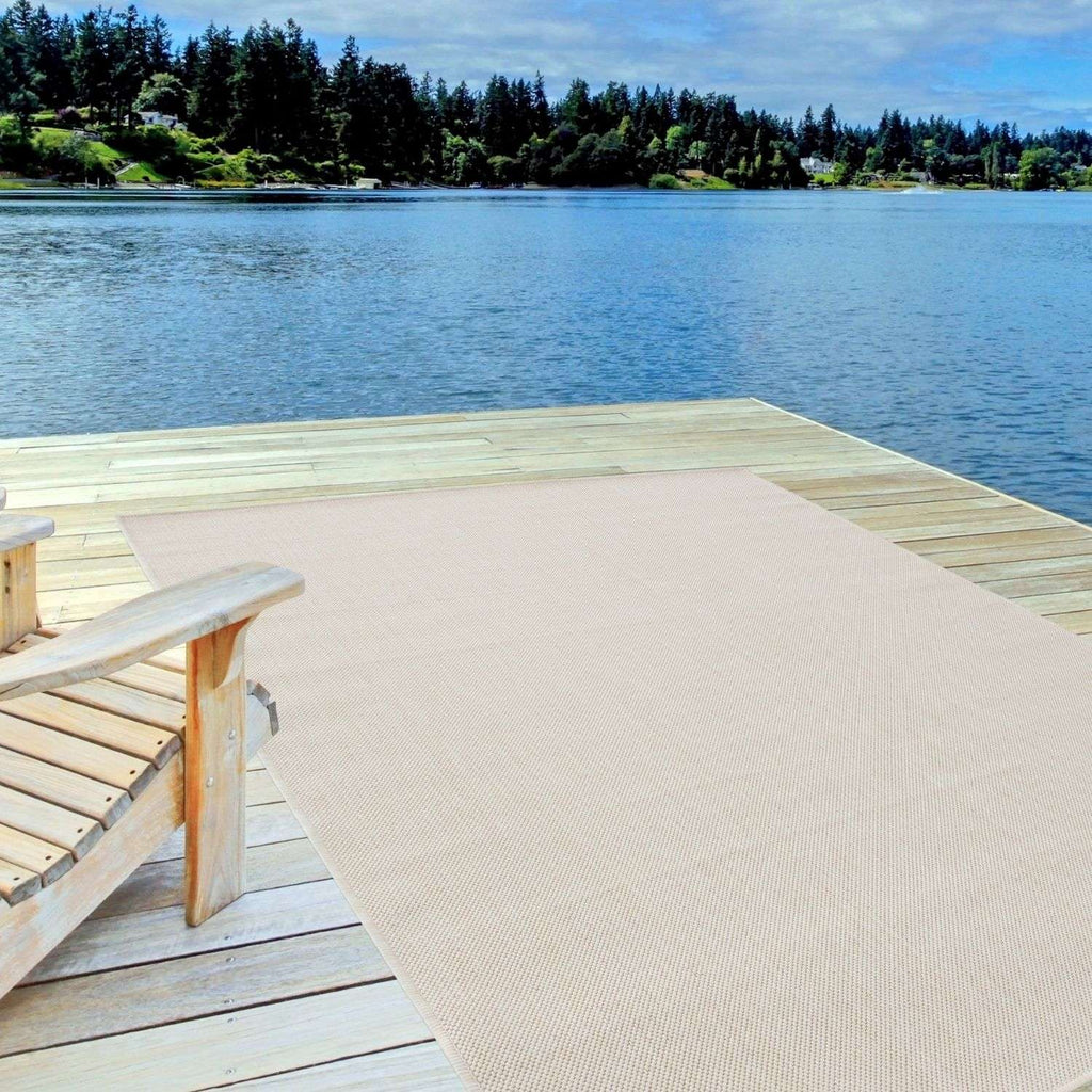 Ecology Outdoor Rug | Plain Cream Flatweave | Weatherproof Polypropylene