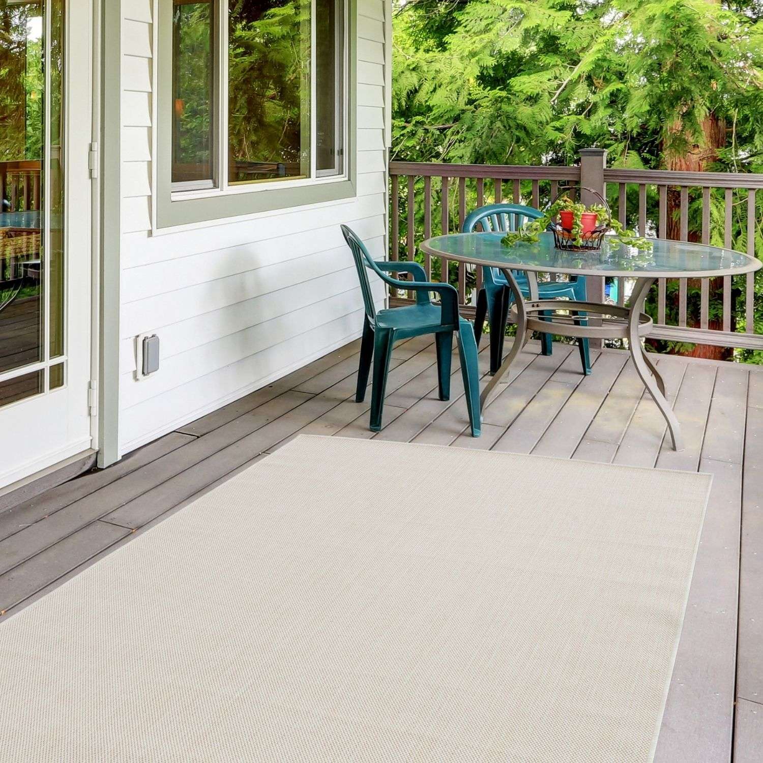 Ecology Outdoor Rug | Plain Cream Flatweave | Weatherproof Polypropylene