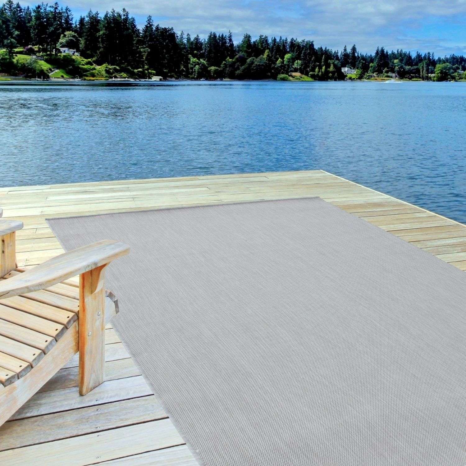 Ecology Outdoor Rug | Plain Grey Flatweave | Weatherproof Polypropylene