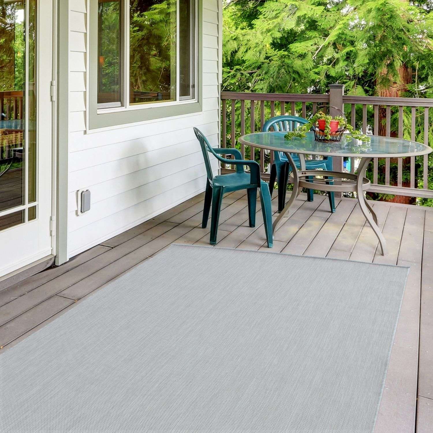 Ecology Outdoor Rug | Plain Grey Flatweave | Weatherproof Polypropylene