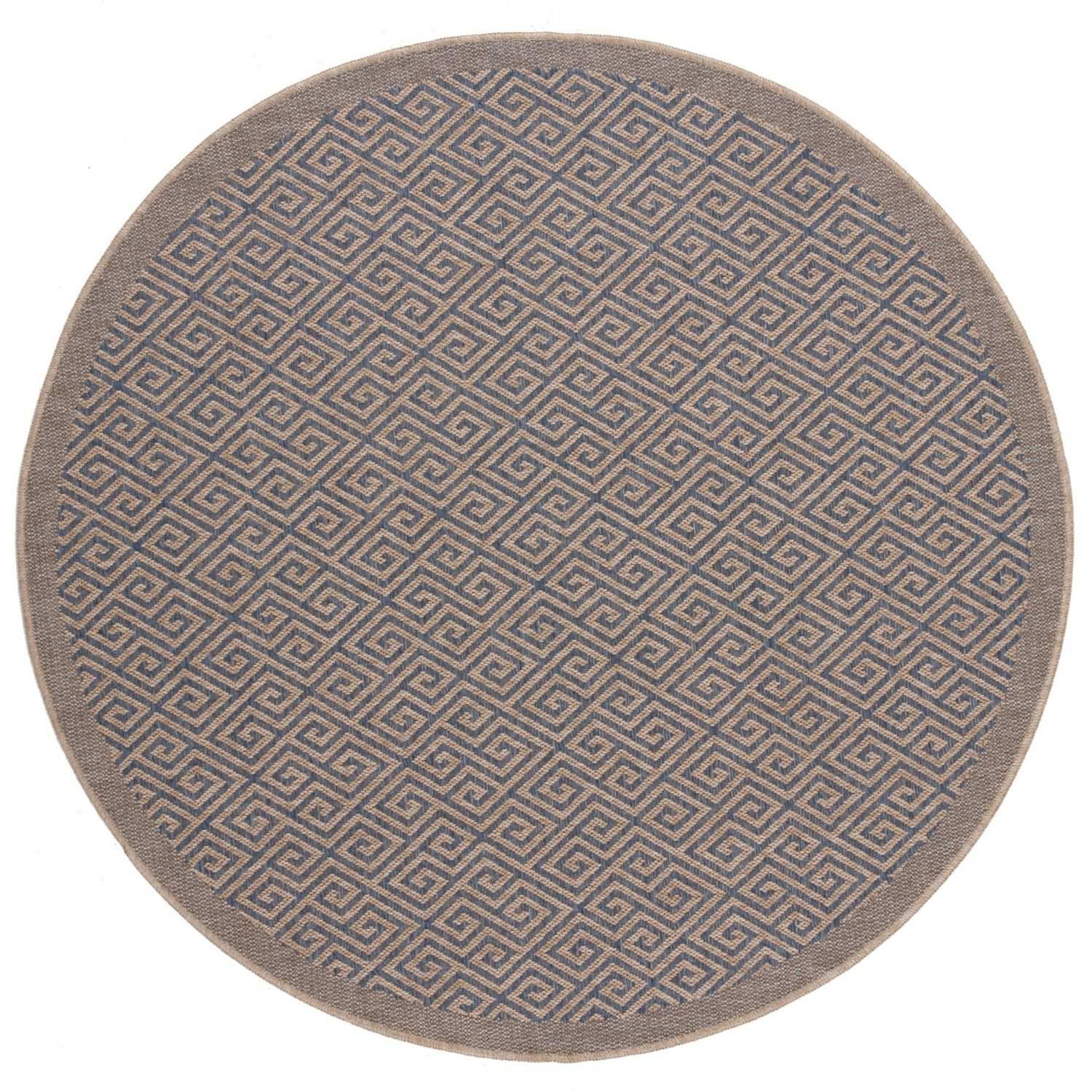 Nature Outdoor Rug | Blue Greek Key Flatweave | OEKO-TEX Certified