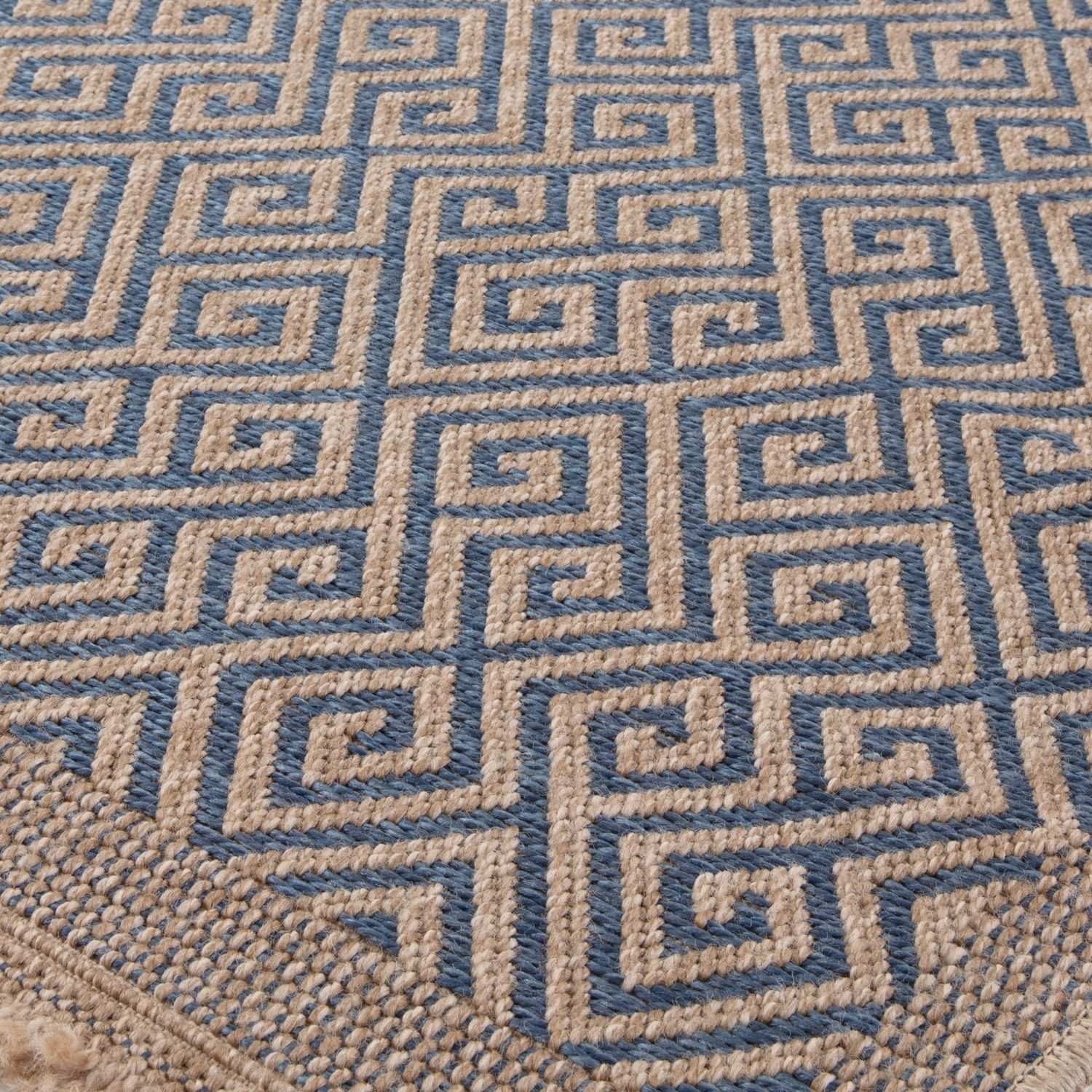 Nature Outdoor Rug | Blue Greek Key Flatweave | OEKO-TEX Certified
