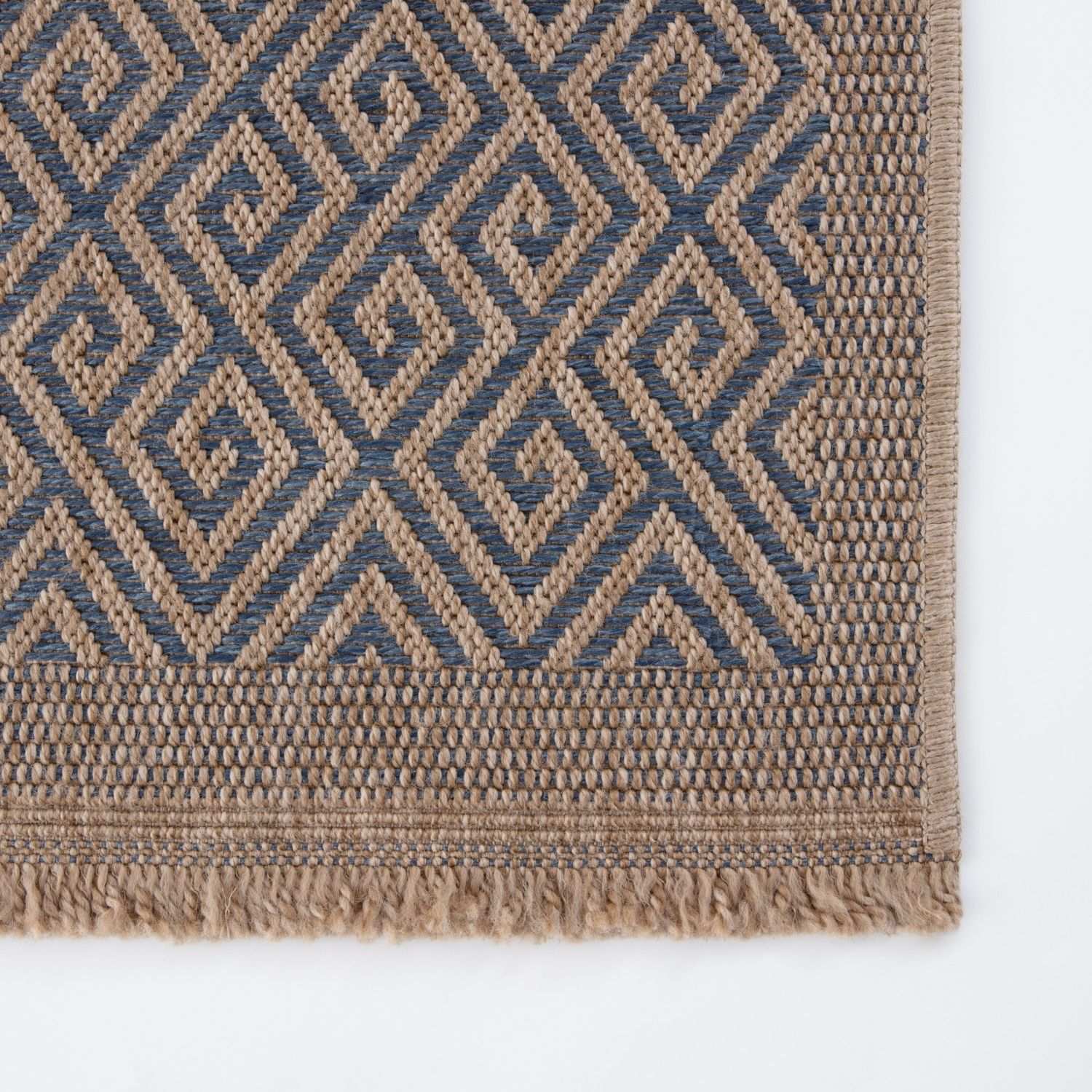 Nature Outdoor Rug | Blue Greek Key Flatweave | OEKO-TEX Certified
