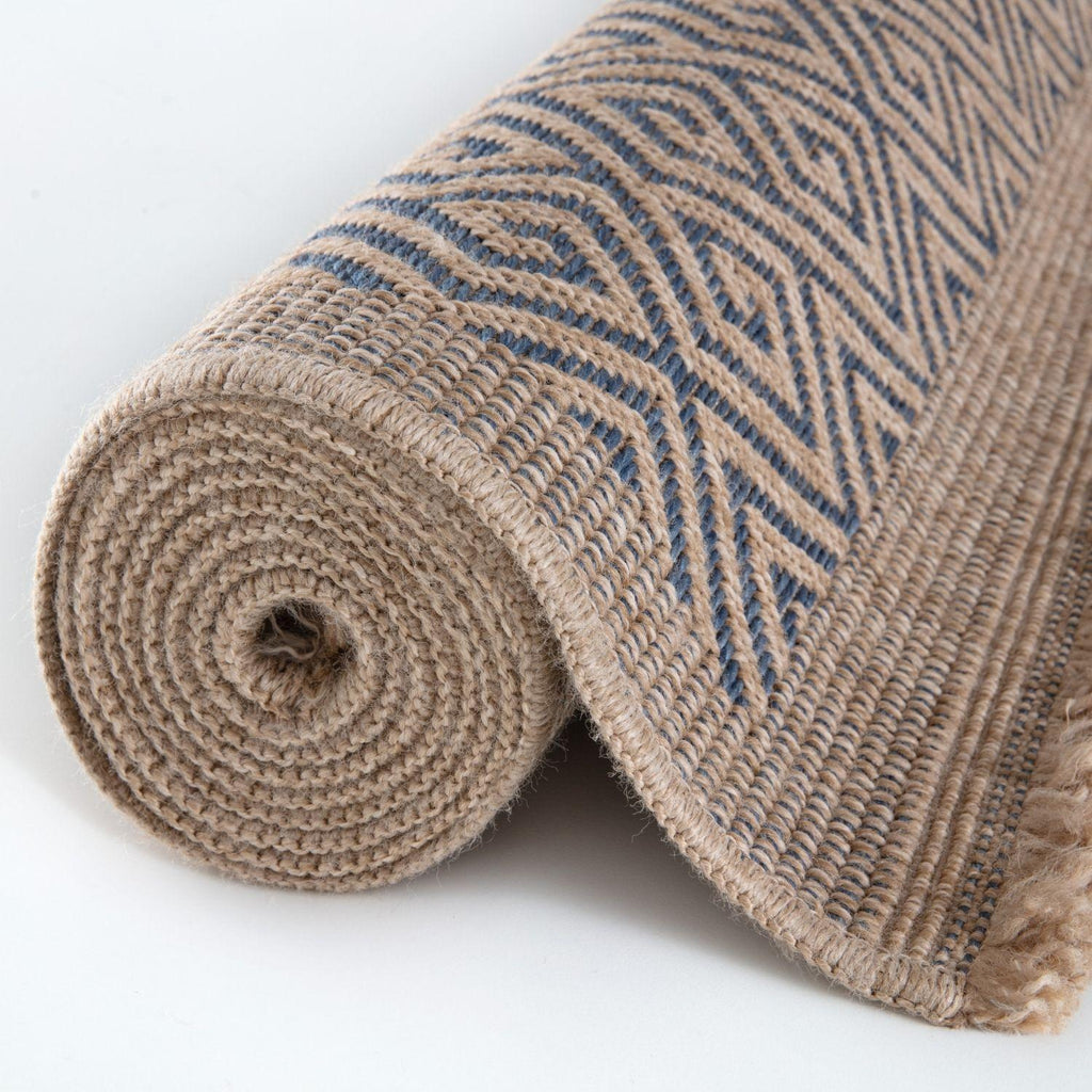 Nature Outdoor Rug | Blue Greek Key Flatweave | OEKO-TEX Certified