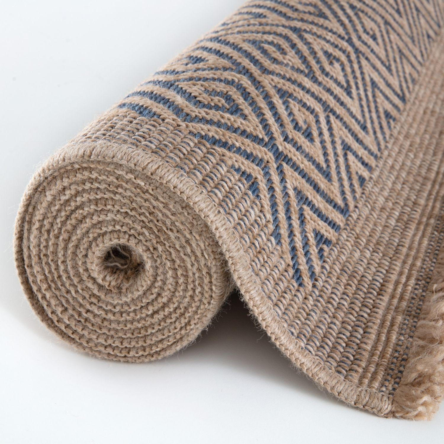 Nature Outdoor Rug | Blue Greek Key Flatweave | OEKO-TEX Certified
