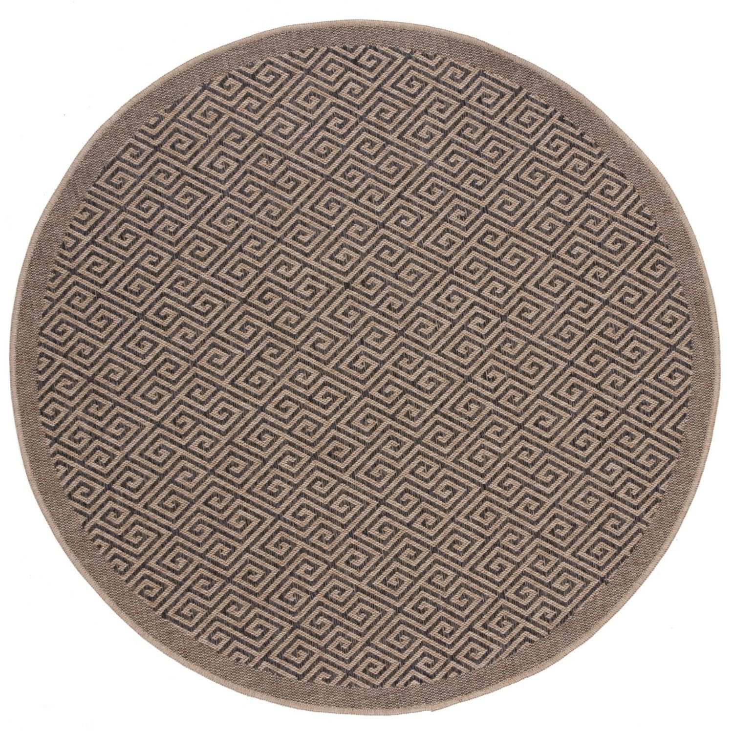 Nature Outdoor Rug | Dark Grey Greek Key Flatweave | OEKO-TEX Certified