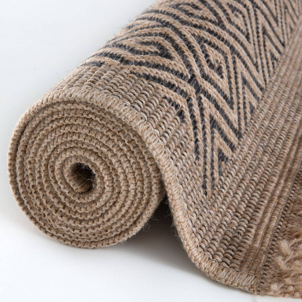 Nature Outdoor Rug | Dark Grey Greek Key Flatweave | OEKO-TEX Certified