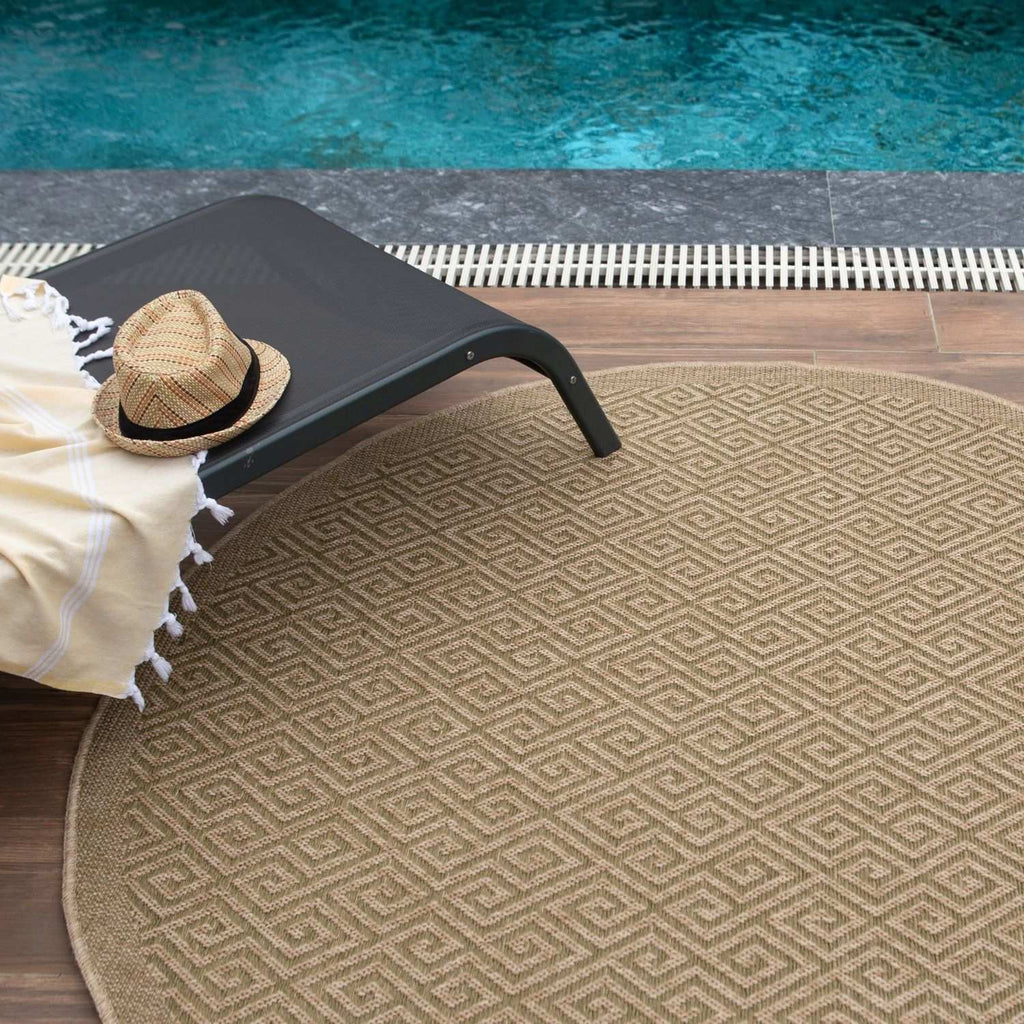 Nature Outdoor Rug | Green Greek Key Flatweave | OEKO-TEX Certified