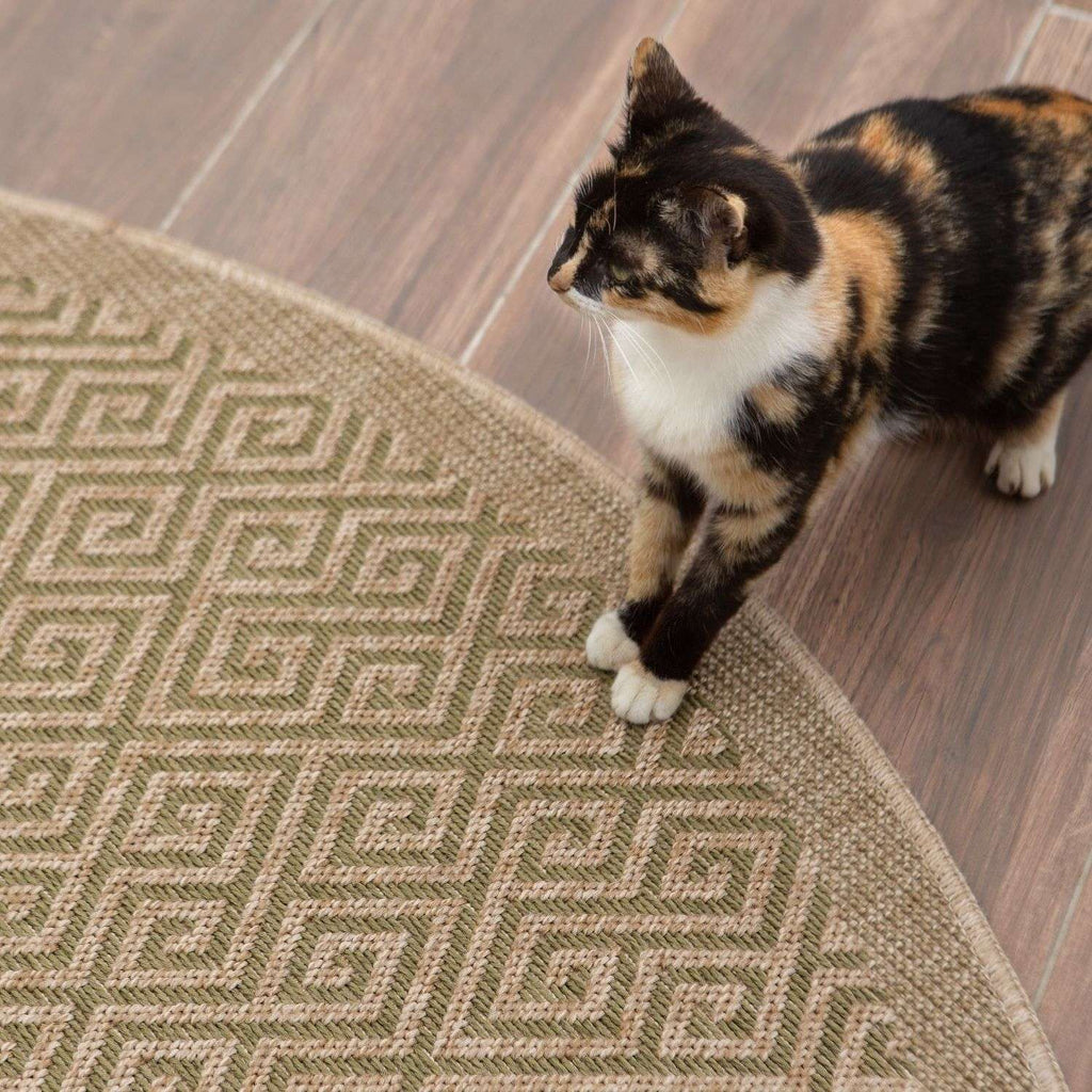 Nature Outdoor Rug | Green Greek Key Flatweave | OEKO-TEX Certified