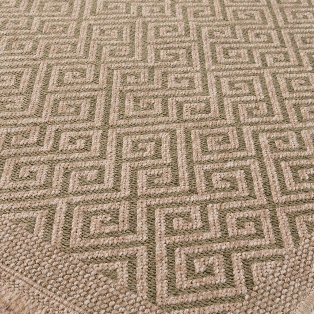 Nature Outdoor Rug | Green Greek Key Flatweave | OEKO-TEX Certified