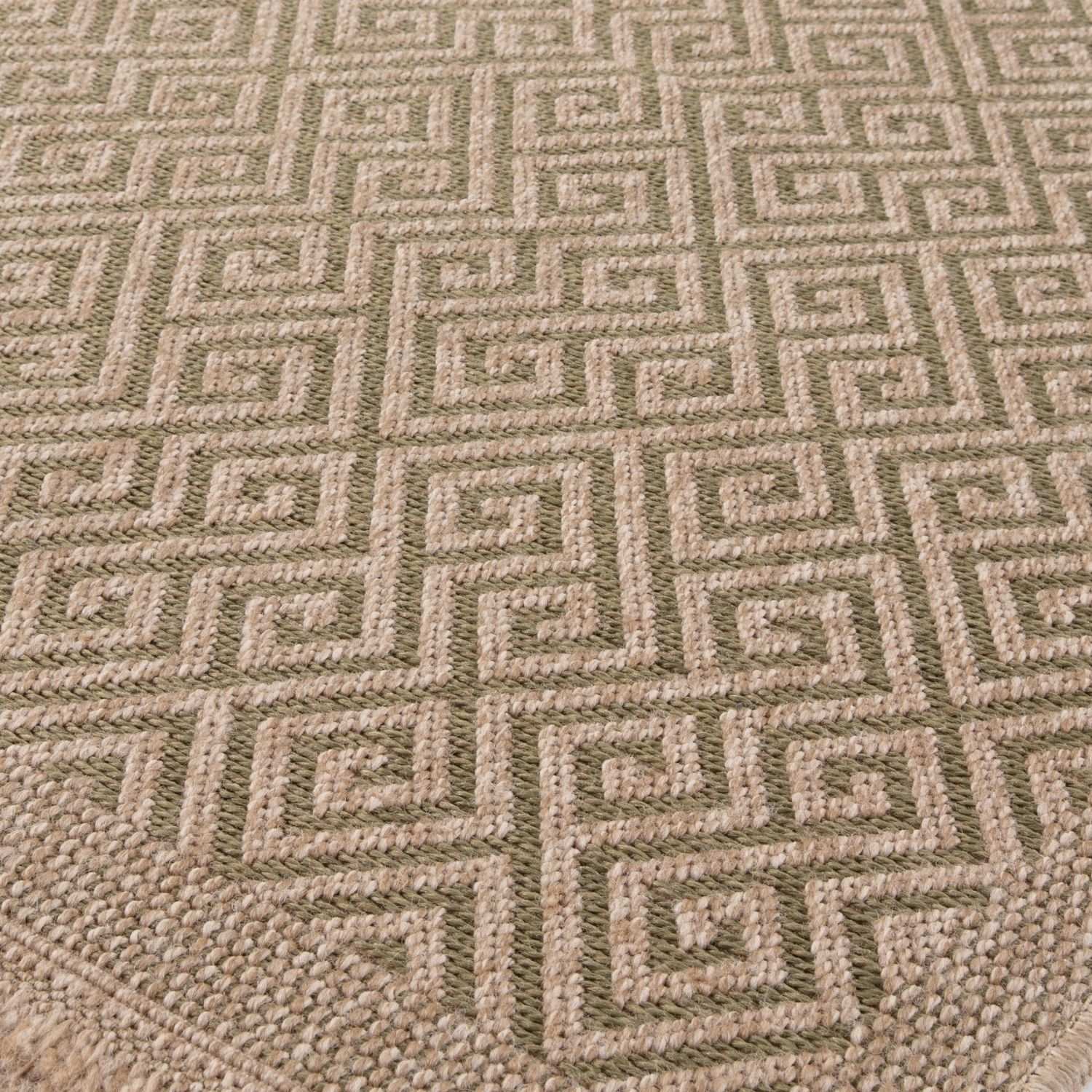 Nature Outdoor Rug | Green Greek Key Flatweave | OEKO-TEX Certified