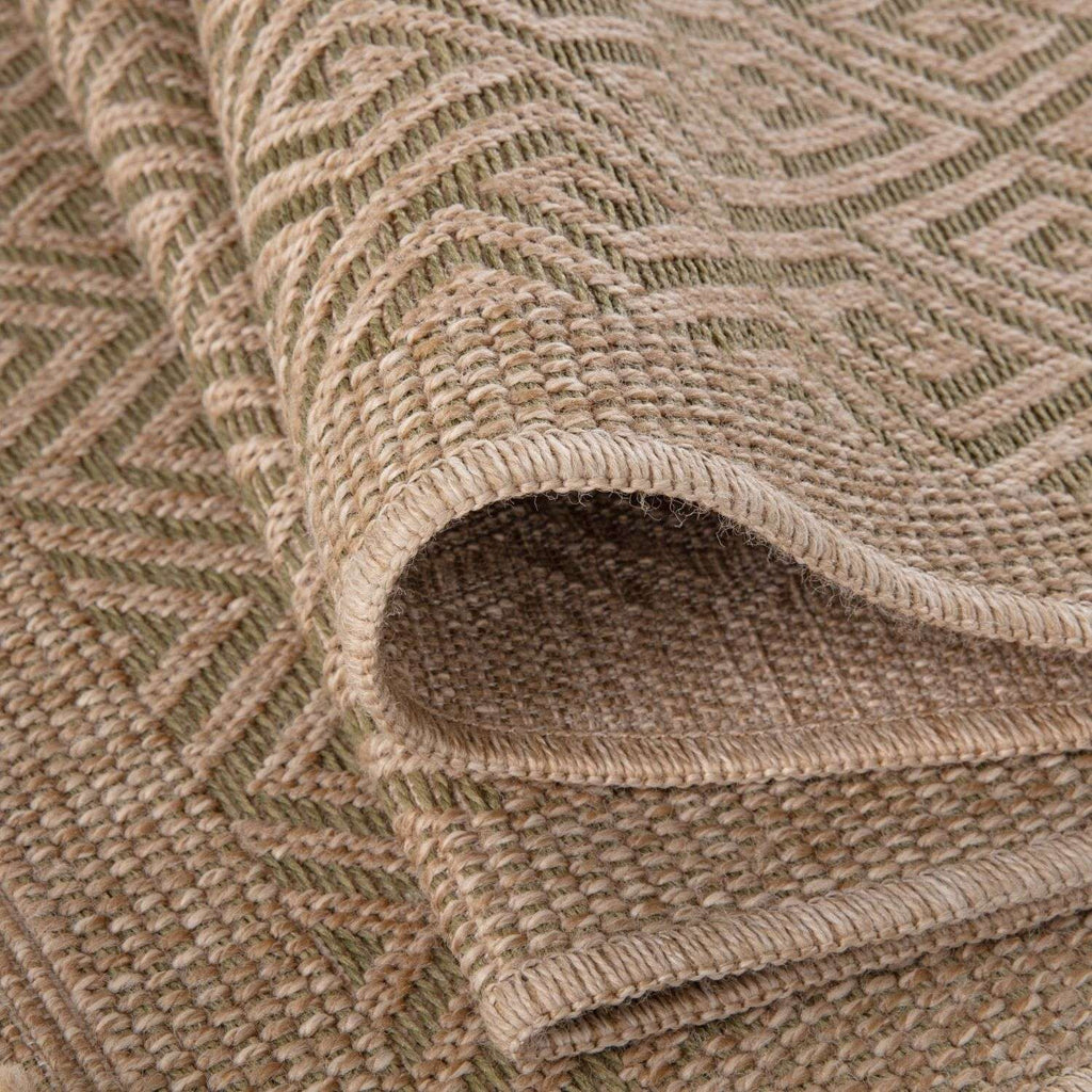 Nature Outdoor Rug | Green Greek Key Flatweave | OEKO-TEX Certified