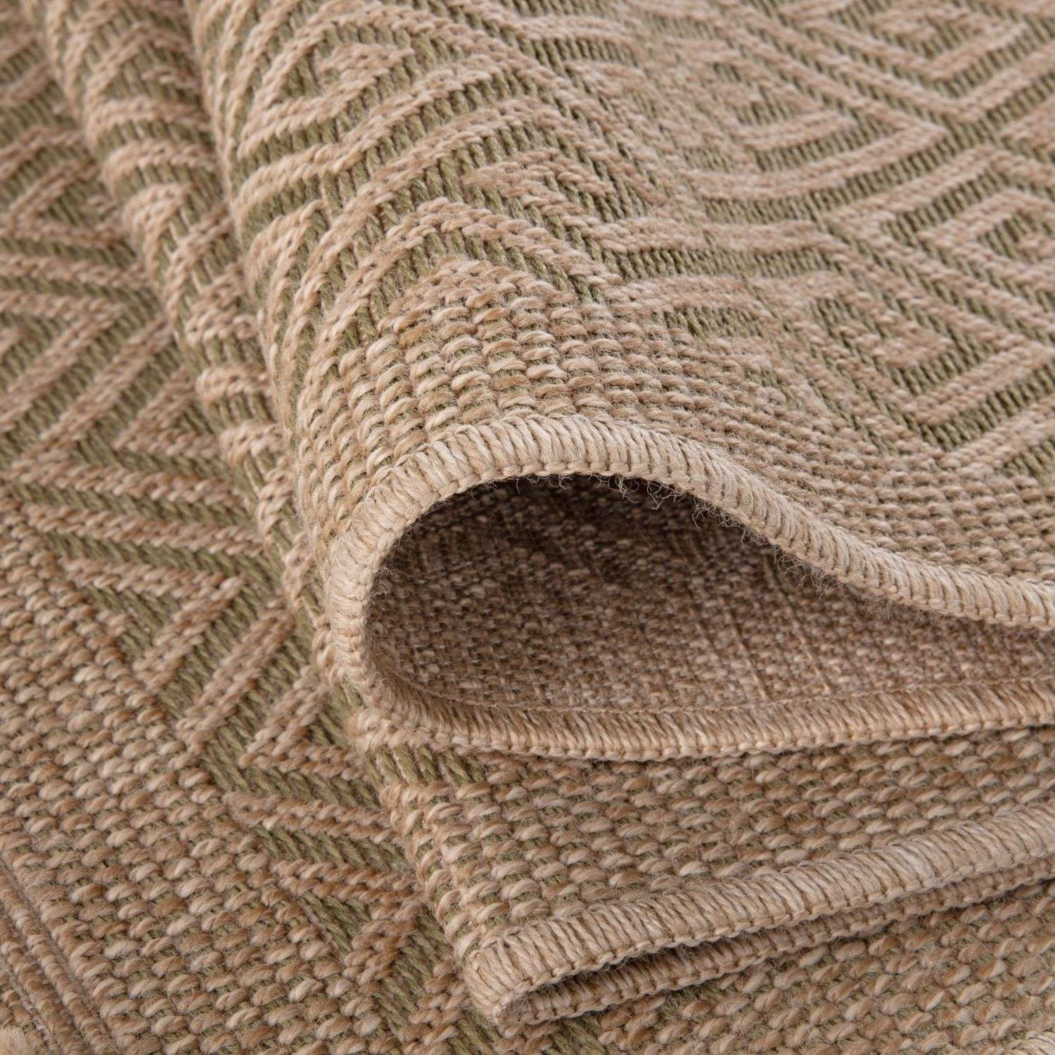 Nature Outdoor Rug | Green Greek Key Flatweave | OEKO-TEX Certified