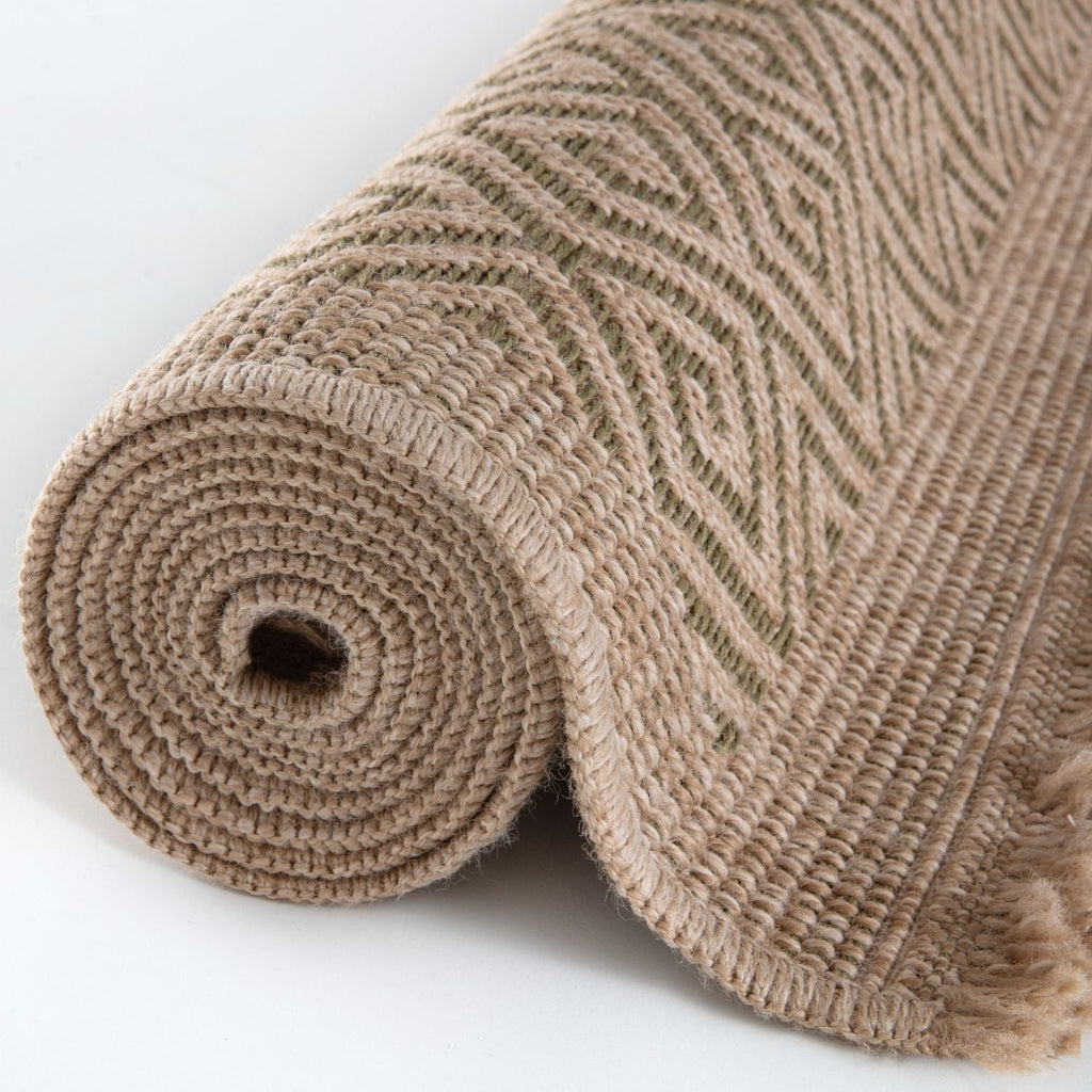 Nature Outdoor Rug | Green Greek Key Flatweave | OEKO-TEX Certified