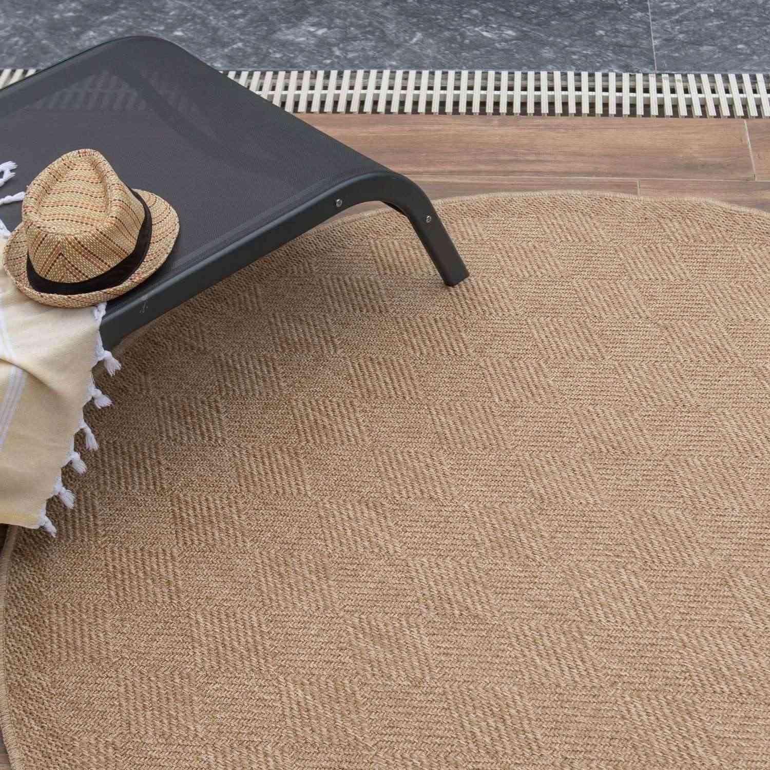 Nature Outdoor Rug | Neutral Greek Key Flatweave | OEKO-TEX Certified