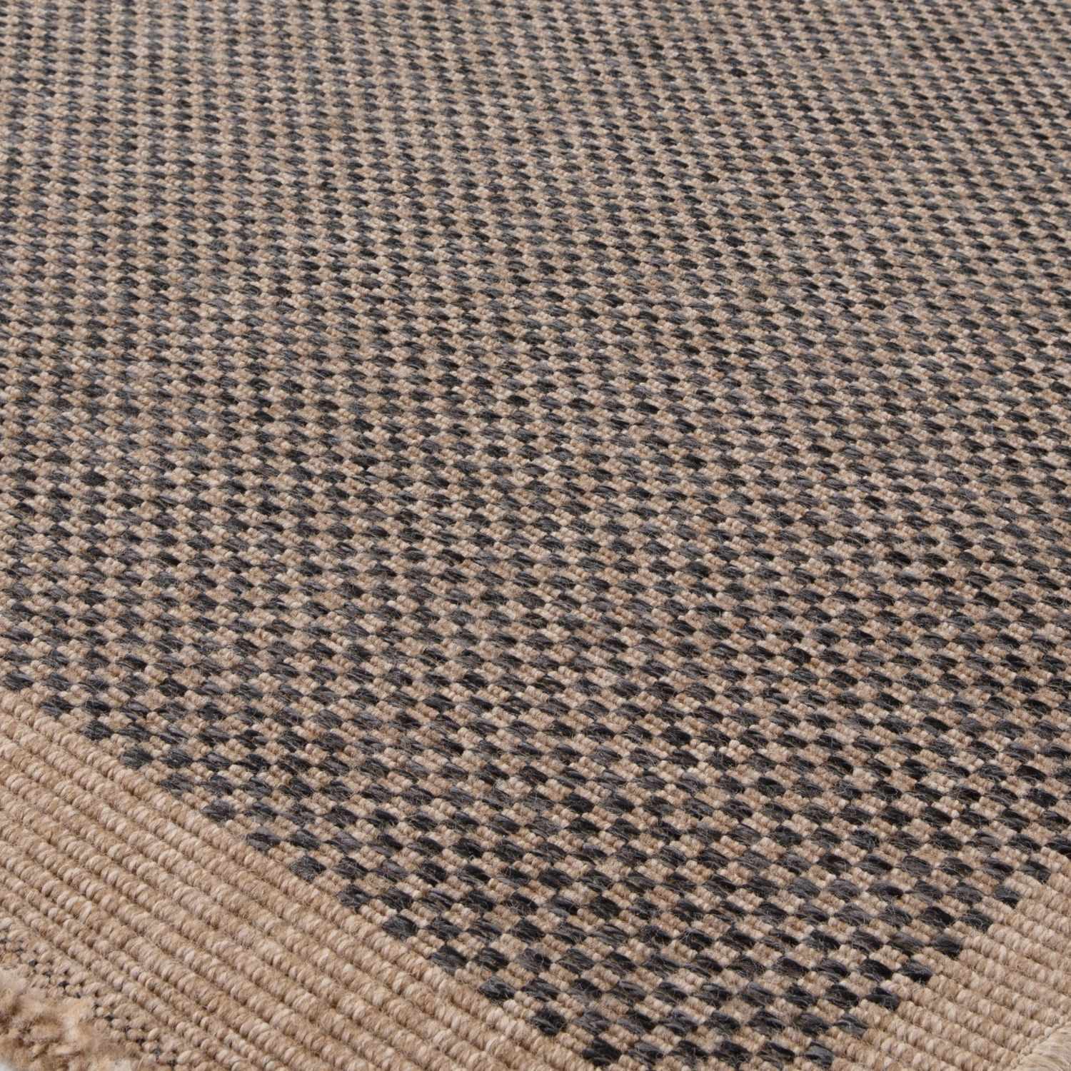 Nature Outdoor Rug | Dark Grey Geometric Flatweave | OEKO-TEX Certified