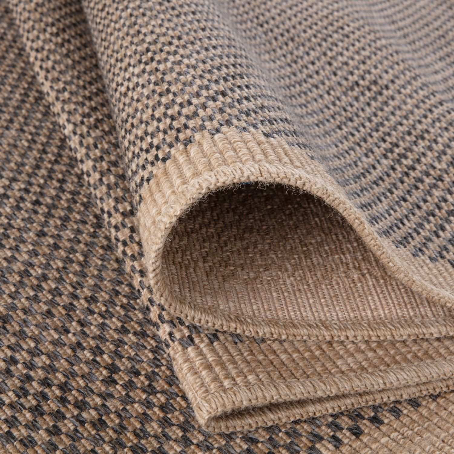 Nature Outdoor Rug | Dark Grey Geometric Flatweave | OEKO-TEX Certified