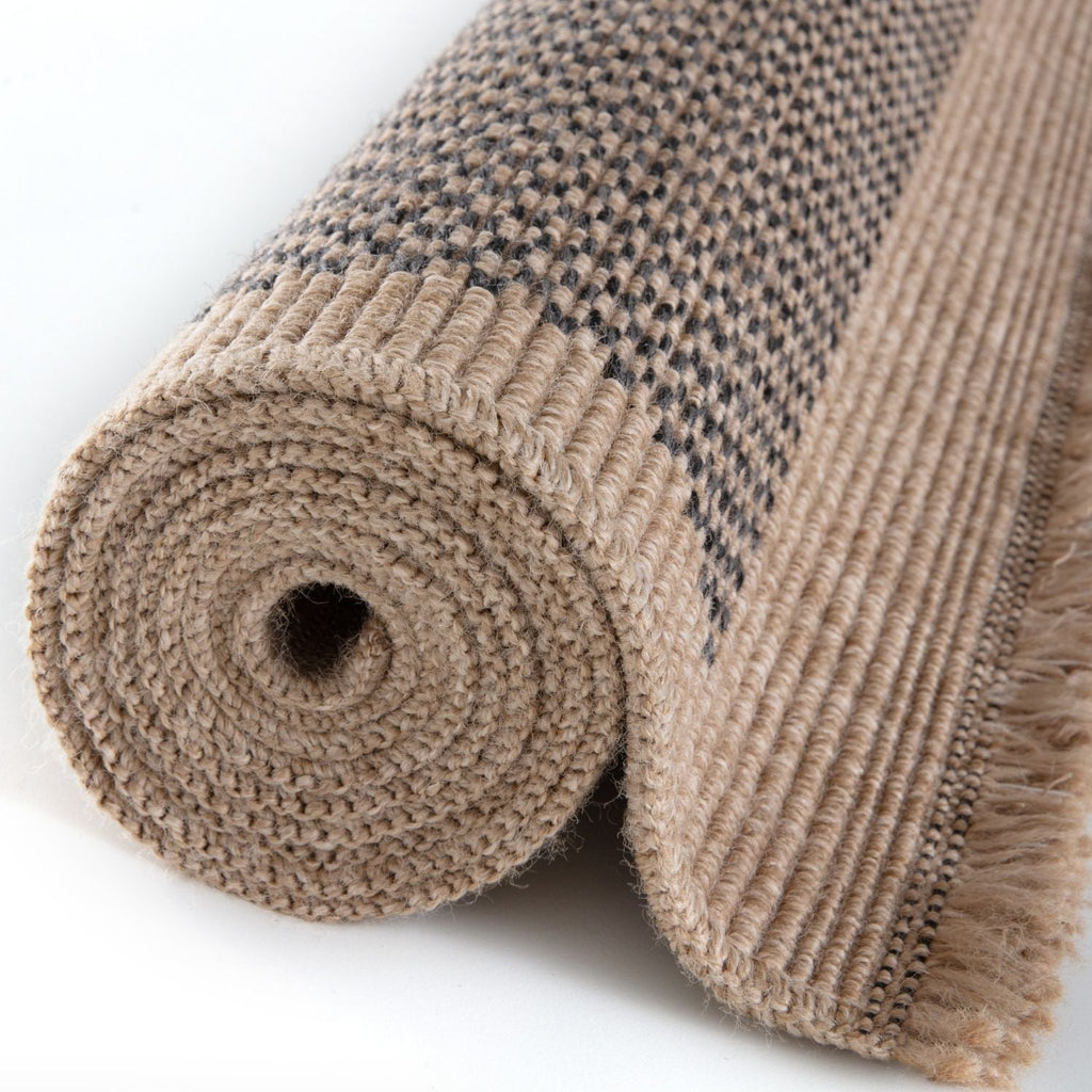 Nature Outdoor Rug | Dark Grey Geometric Flatweave | OEKO-TEX Certified