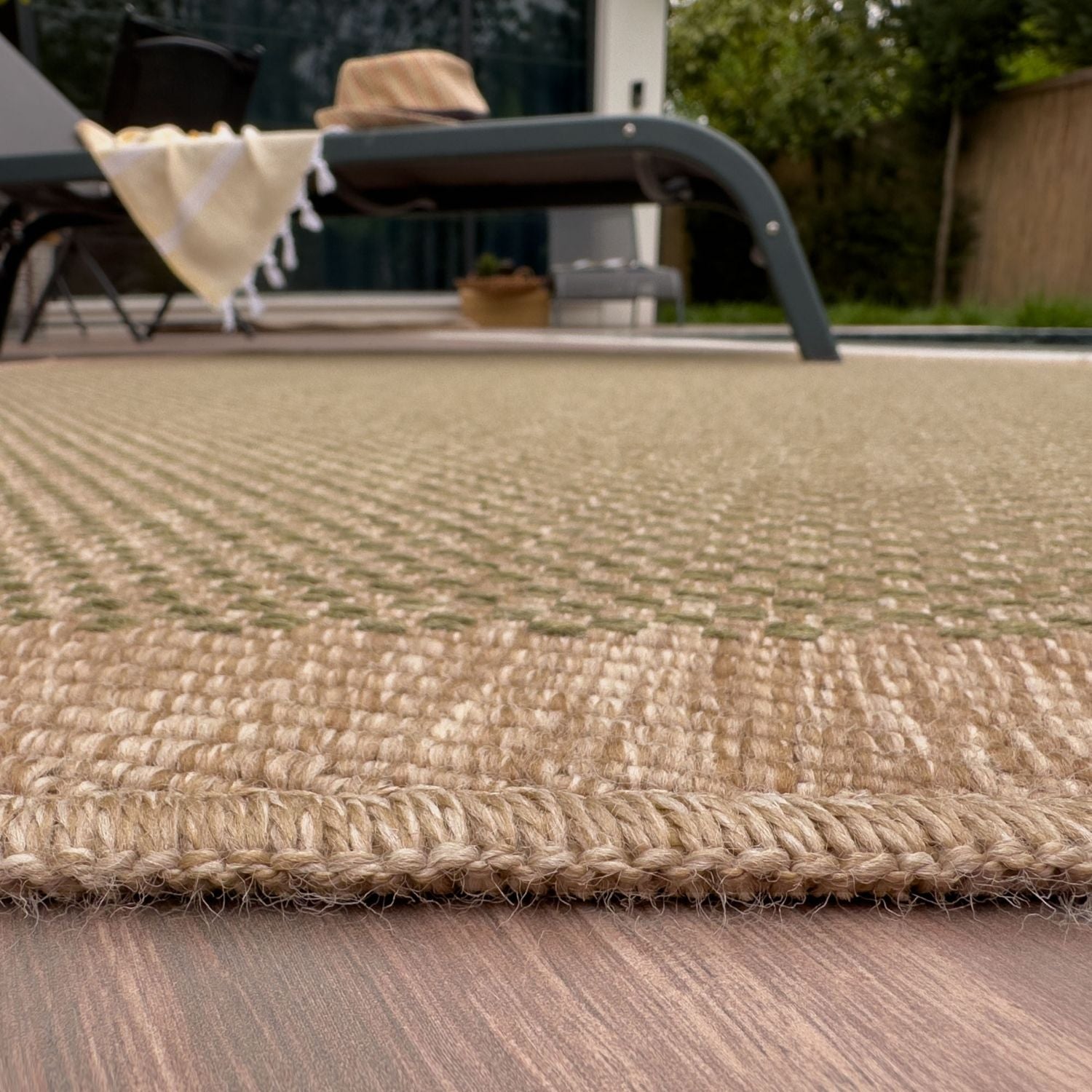 Nature Outdoor Rug | Green Geometric Flatweave | OEKO-TEX Certified