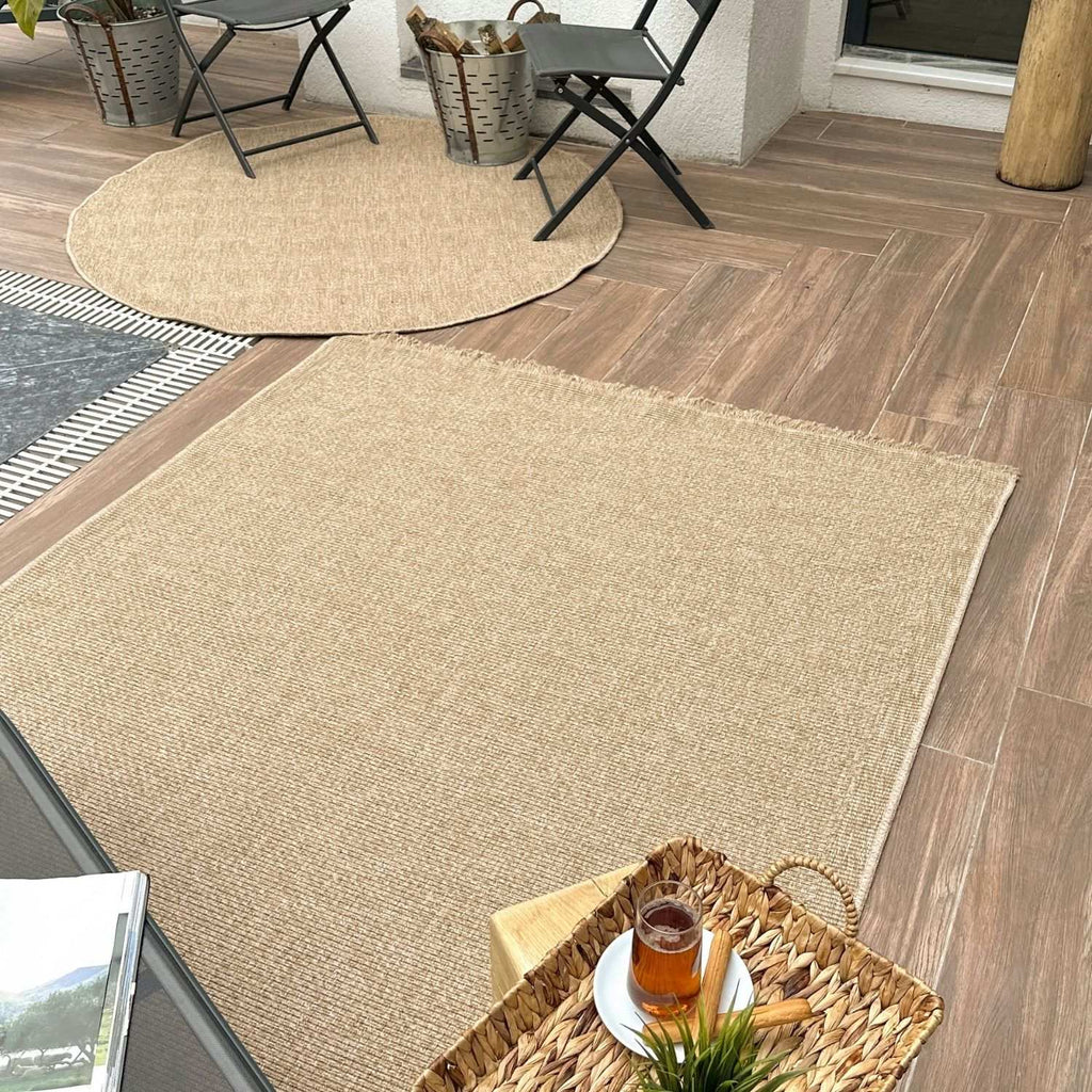 Nature Outdoor Rug | Neutral Geometric Flatweave | OEKO-TEX Certified