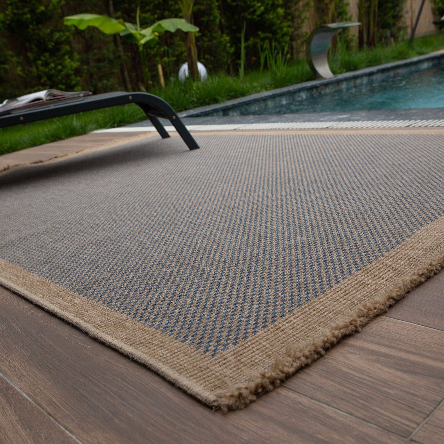 Nature Outdoor Rug | Blue Geometric Flatweave | OEKO-TEX Certified
