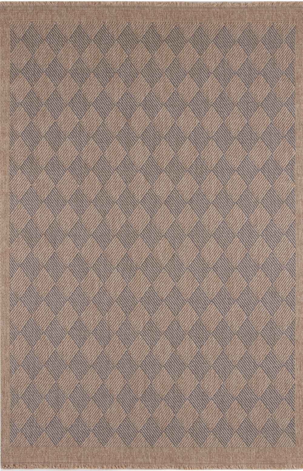 Nature Outdoor Rug in blue fringed geometric OEKO-TEX certified flatweave