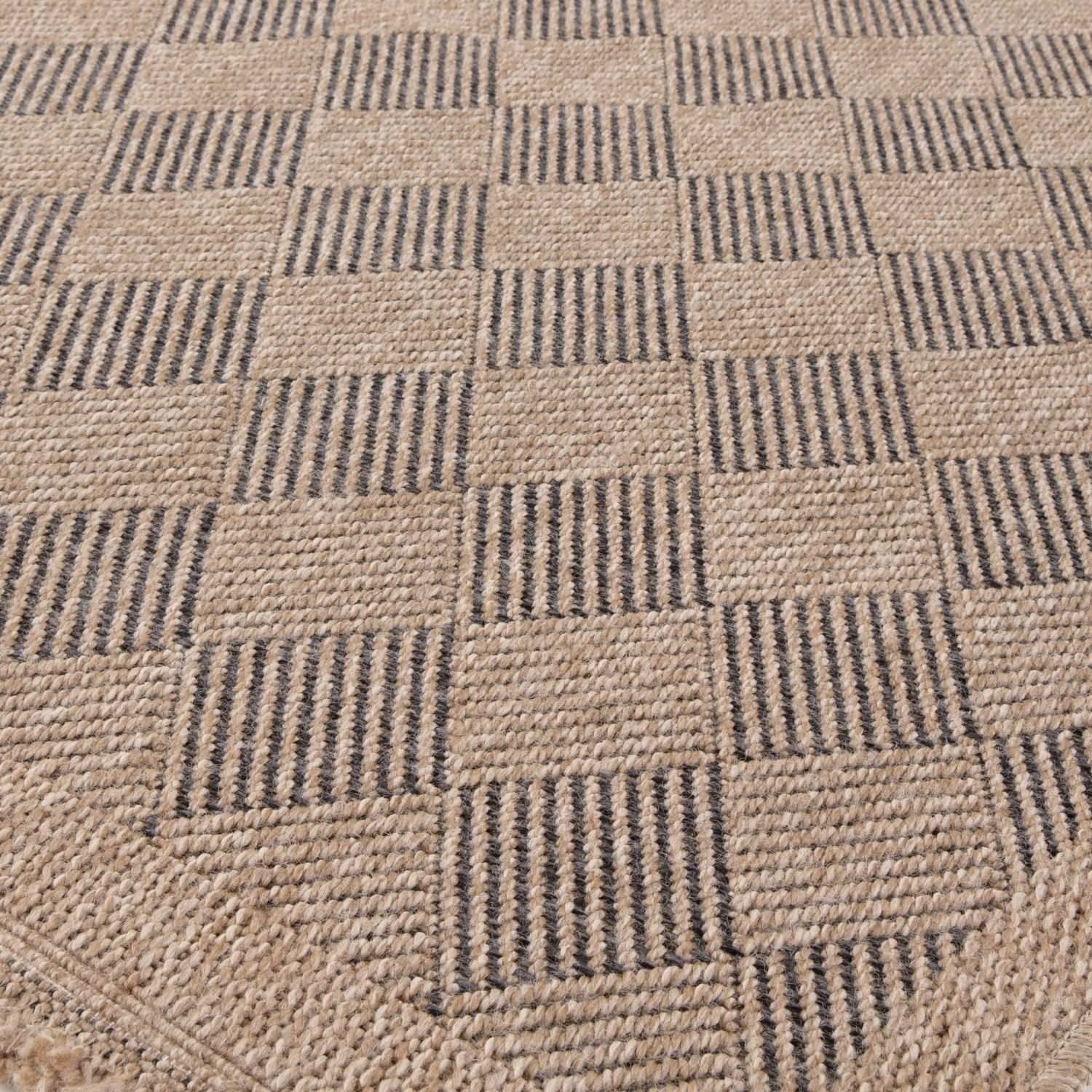 Nature Outdoor Rug | Dark Grey Fringed Geometric Flatweave | OEKO-TEX Certified