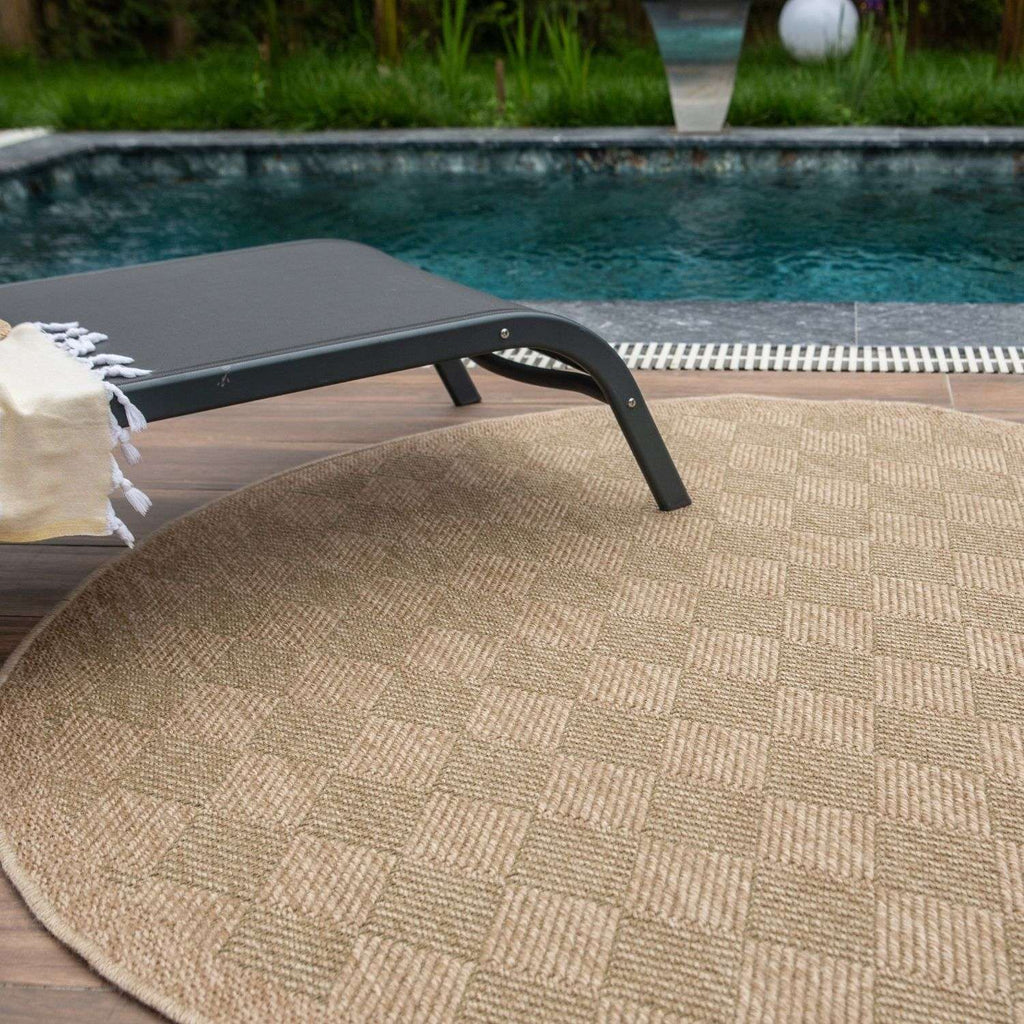 Nature Outdoor Rug | Green Fringed Geometric Flatweave | OEKO-TEX Certified