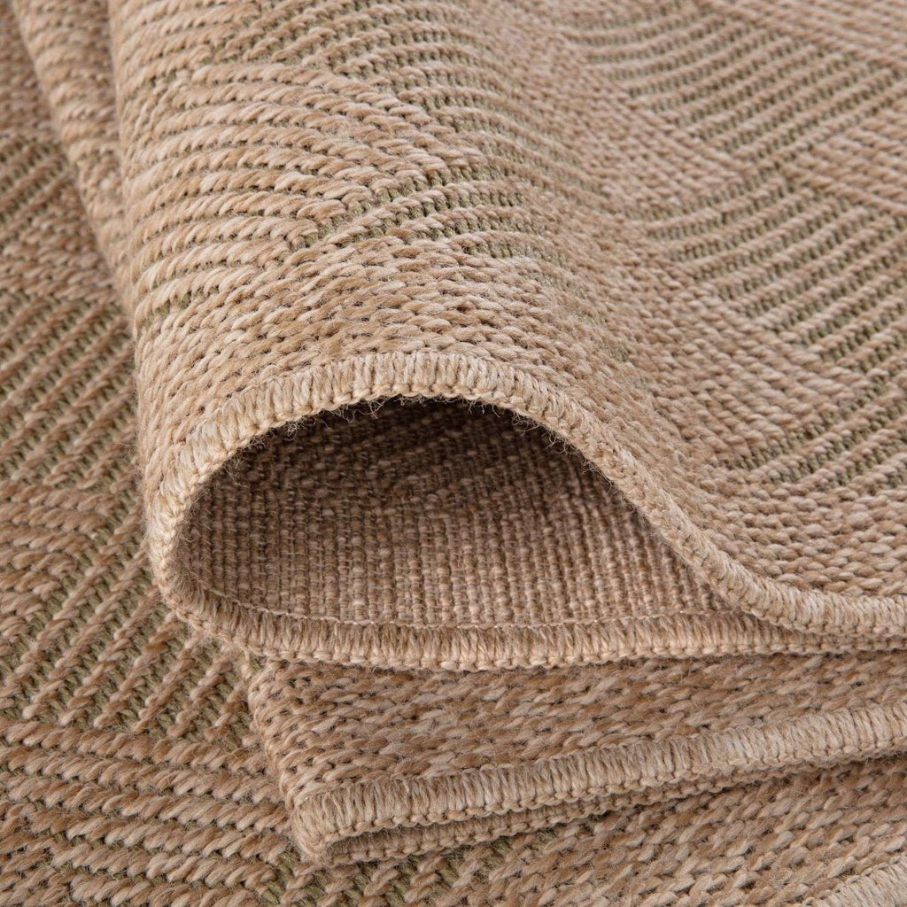 Nature Outdoor Rug | Green Fringed Geometric Flatweave | OEKO-TEX Certified