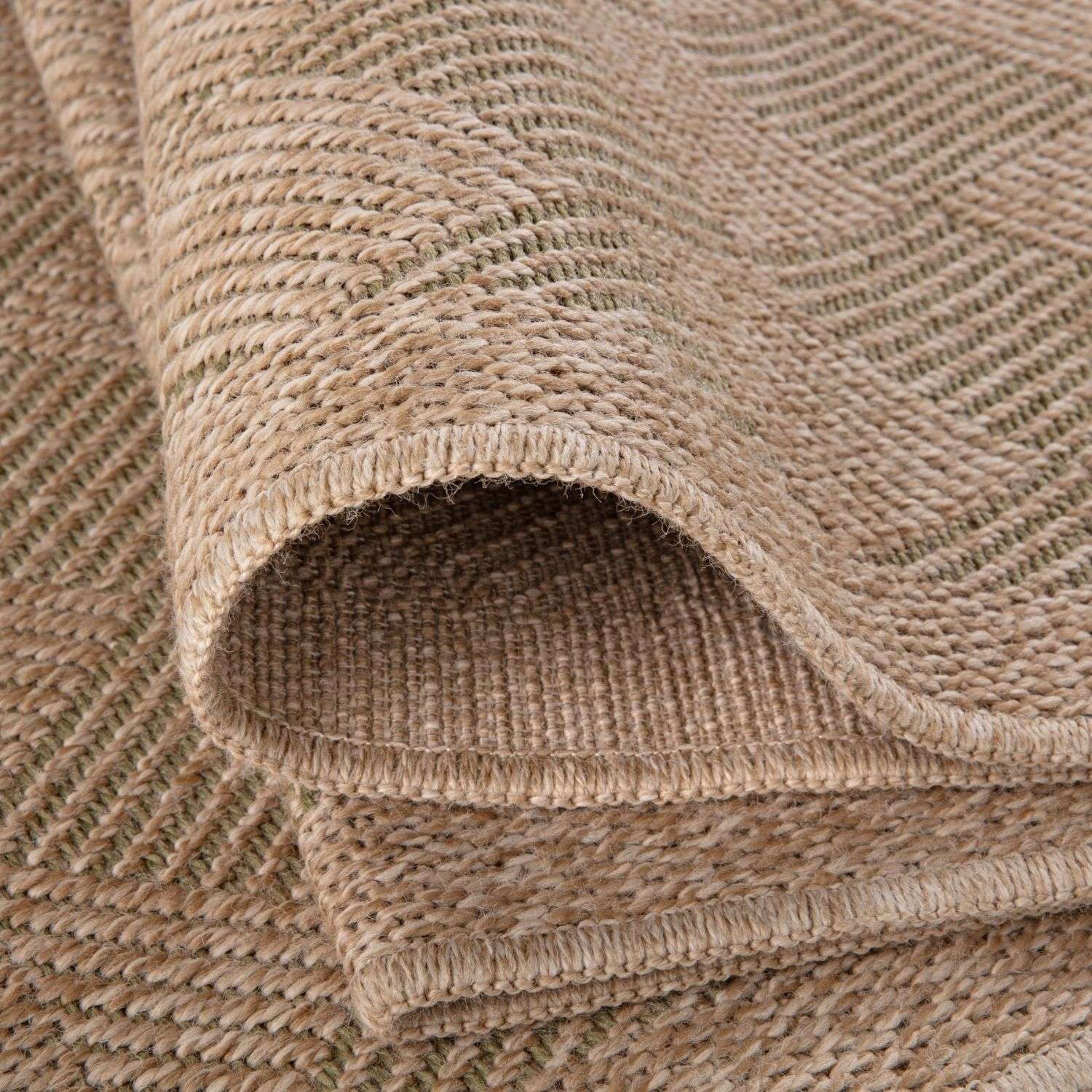 Nature Outdoor Rug | Green Fringed Geometric Flatweave | OEKO-TEX Certified