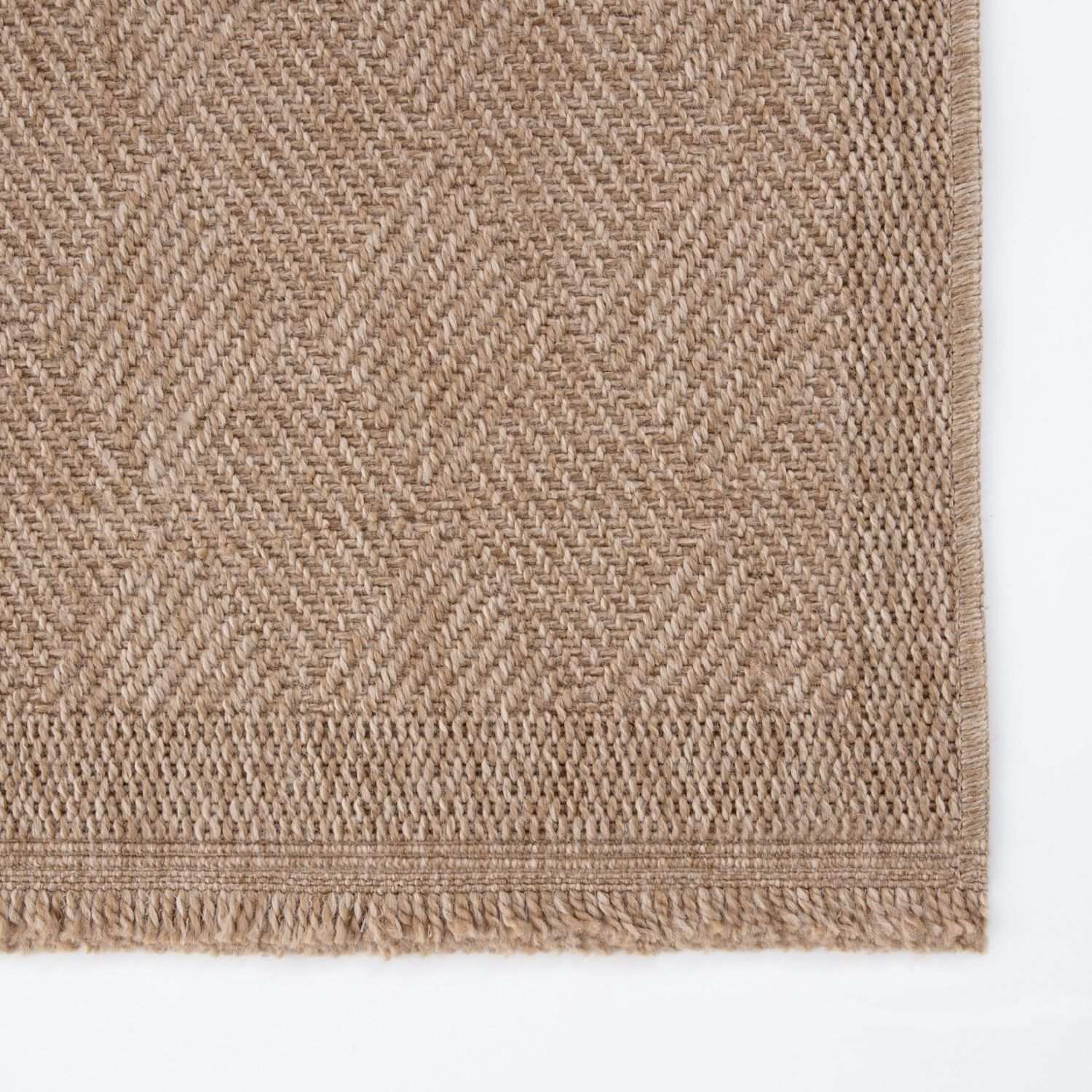 Nature Outdoor Rug | Neutral Fringed Geometric Flatweave | OEKO-TEX Certified
