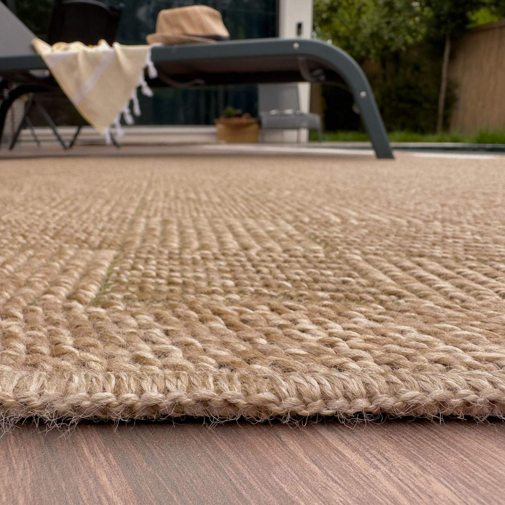 Nature Outdoor Rug | Green Fringed Geometric Flatweave | OEKO-TEX Certified