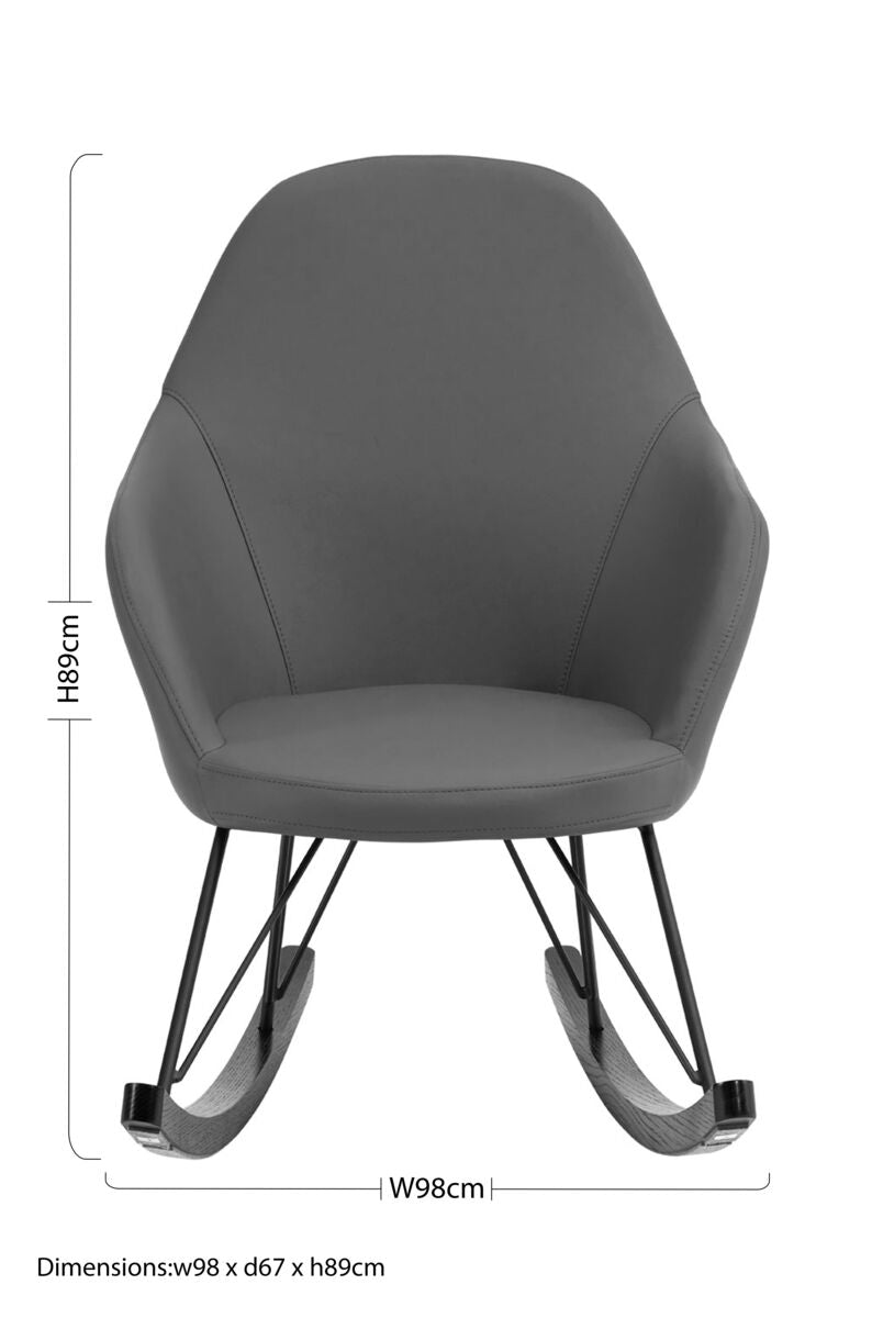 Kolding Rocking Chair | Dark Grey Leather Effect Rocking Chair