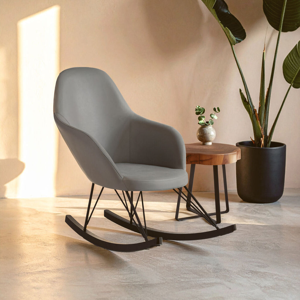 Kolding Rocking Chair | Dark Grey Leather Effect Rocking Chair