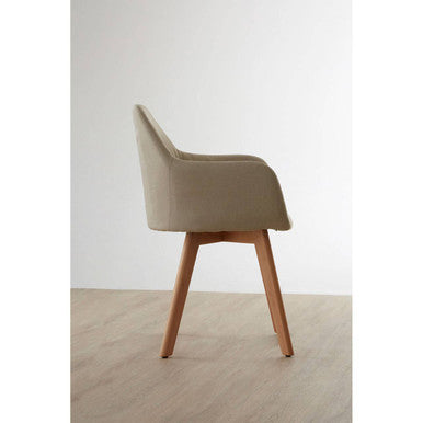 Stockholm Dining Chair | Stone Fabric Dining Chair with Wood Legs