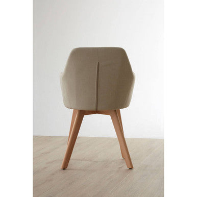 Stockholm Dining Chair | Stone Fabric Dining Chair with Wood Legs