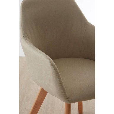 Stockholm Dining Chair | Stone Fabric Dining Chair with Wood Legs