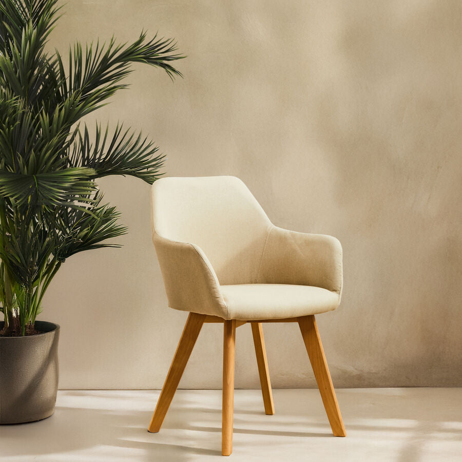 Stockholm Dining Chair | Stone Fabric Dining Chair with Wood Legs